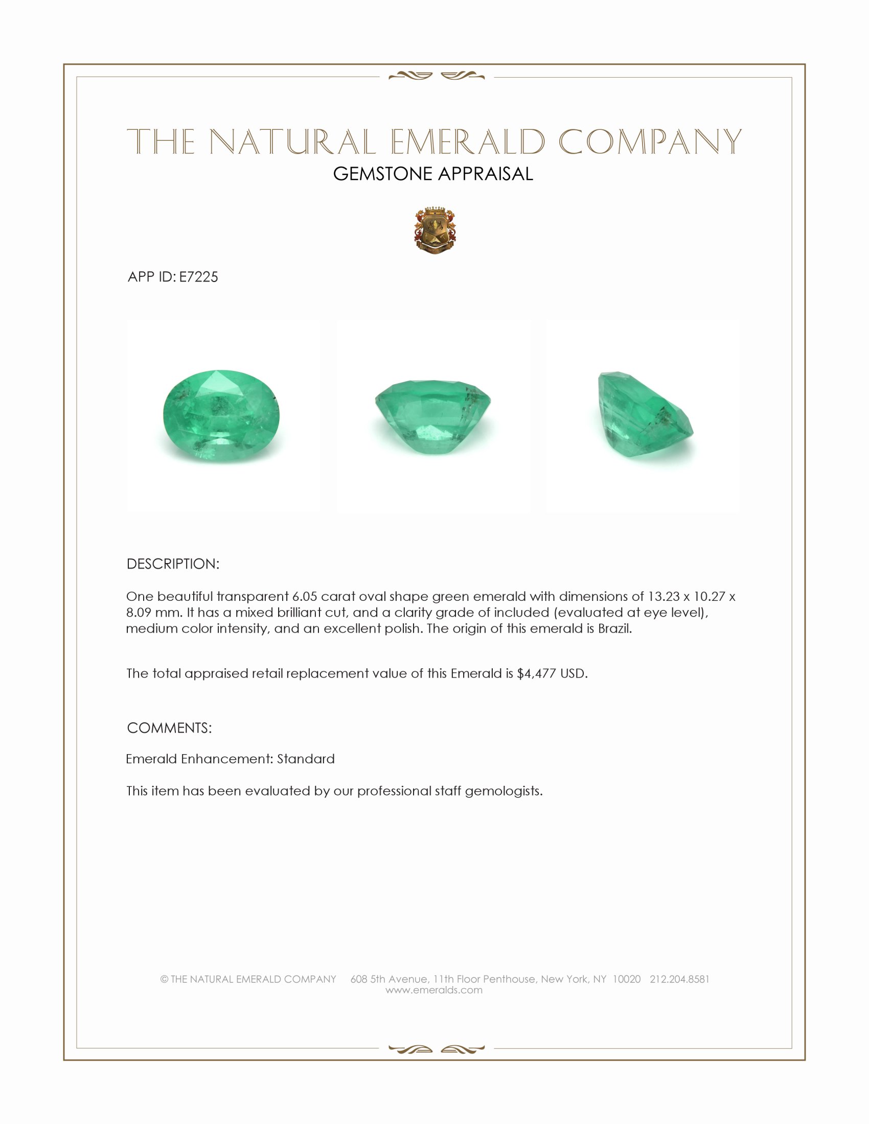 6.05 Ct. Emerald from Brazil