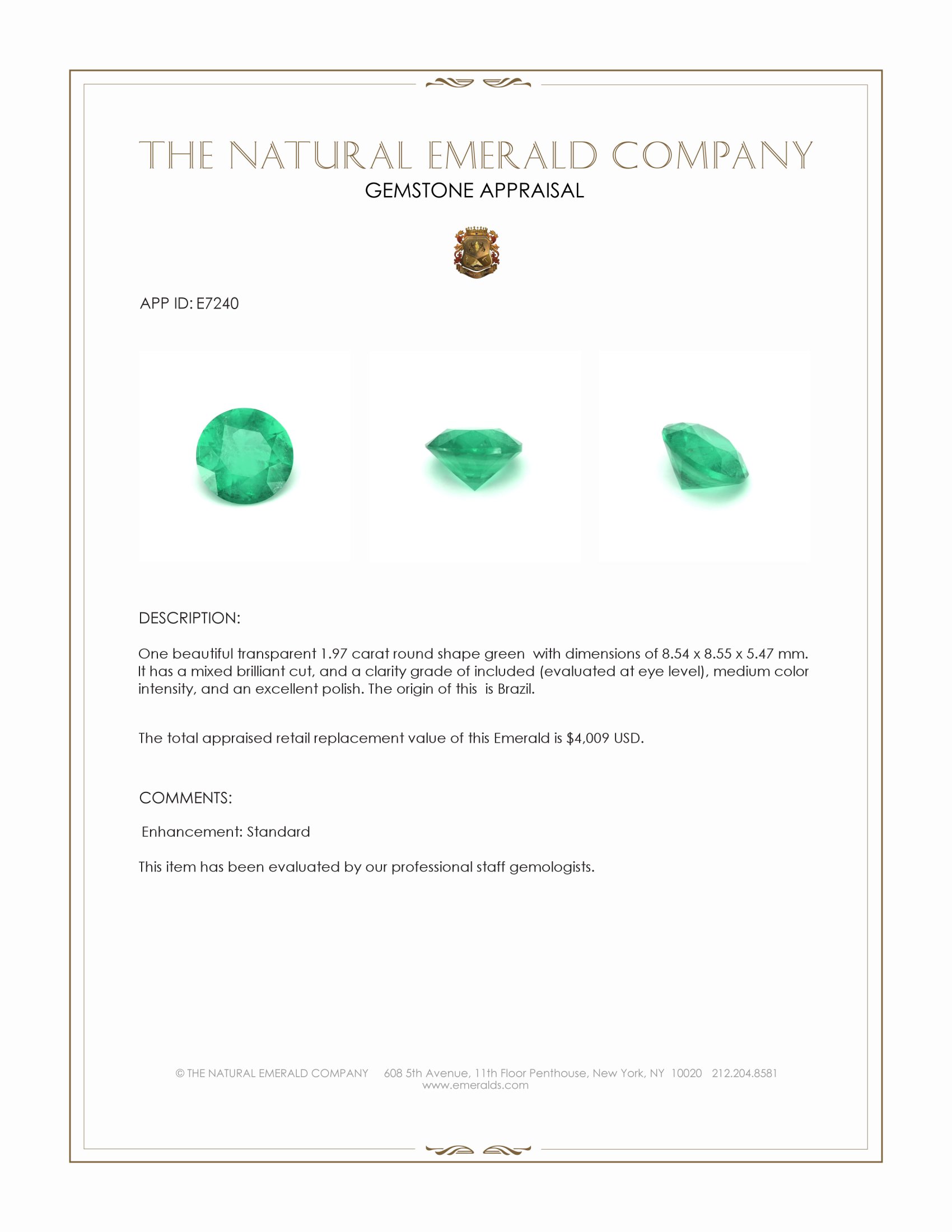 1.97 Ct. Emerald from Brazil