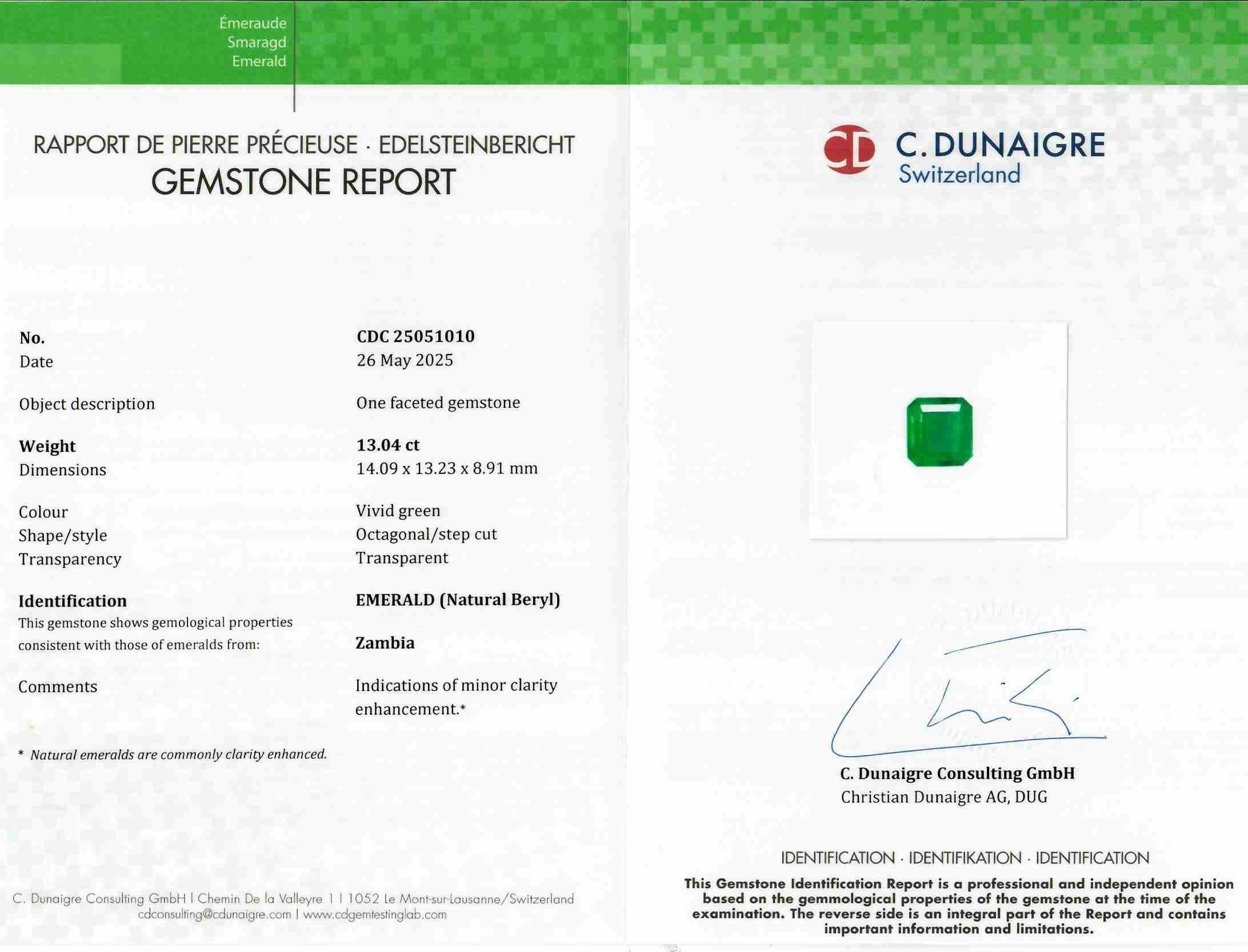 13.04 Ct. Emerald from Zambia