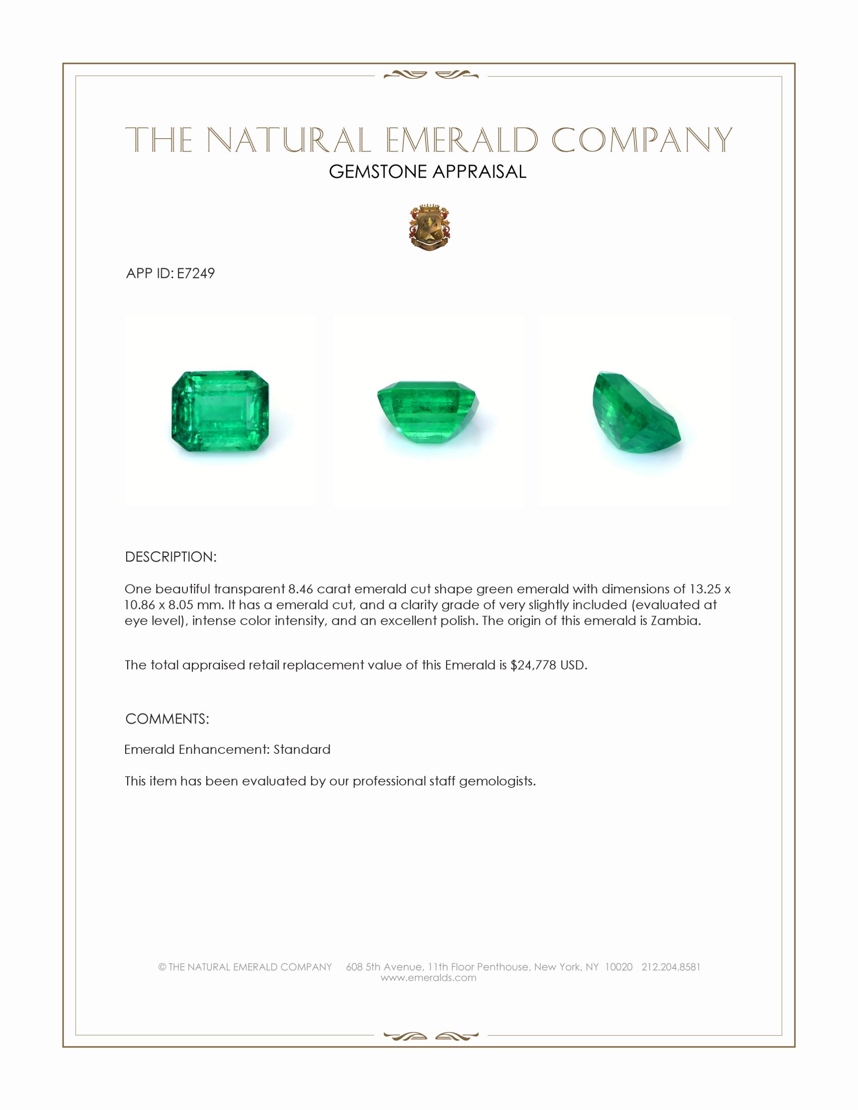 8.46 Ct. Emerald from Zambia