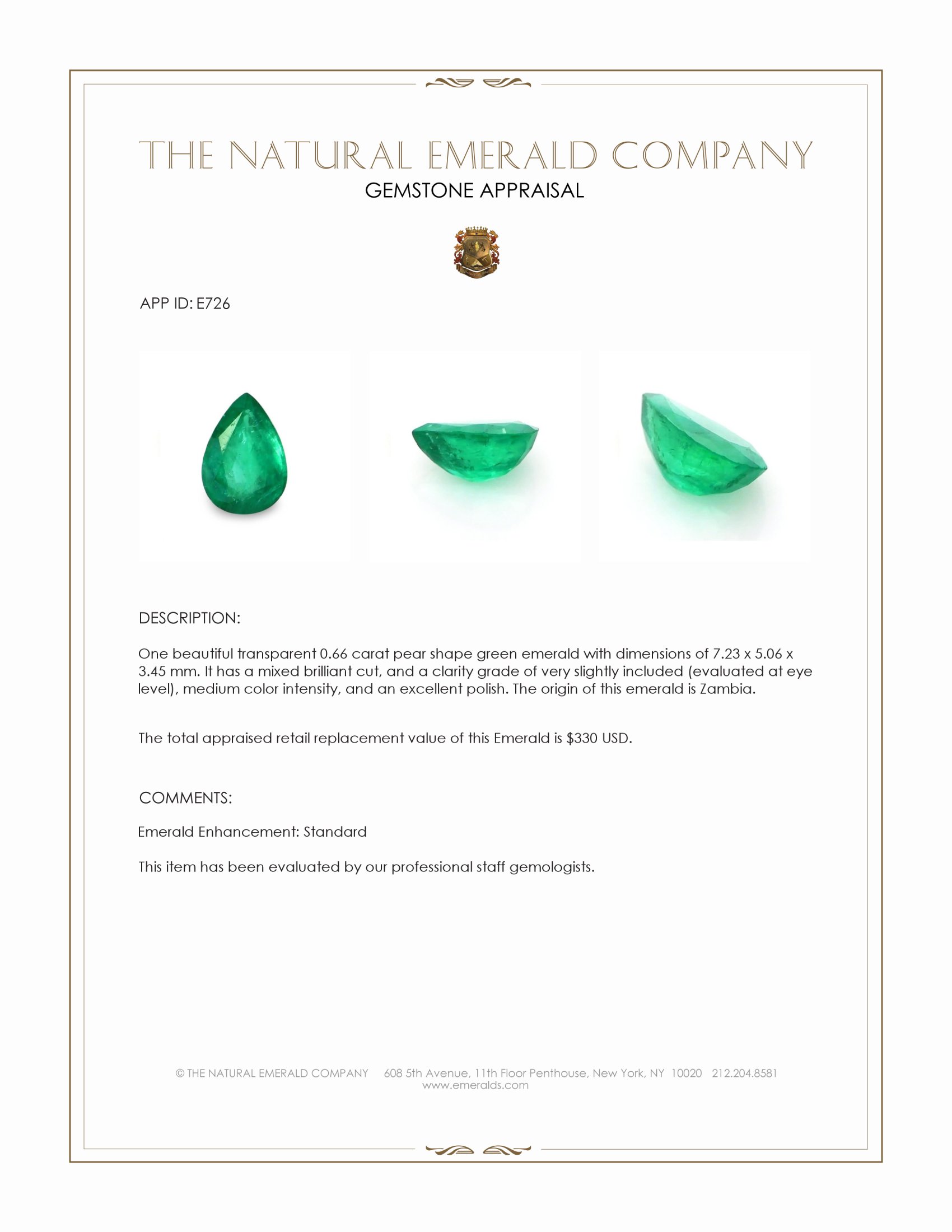 0.66 Ct. Emerald from Zambia