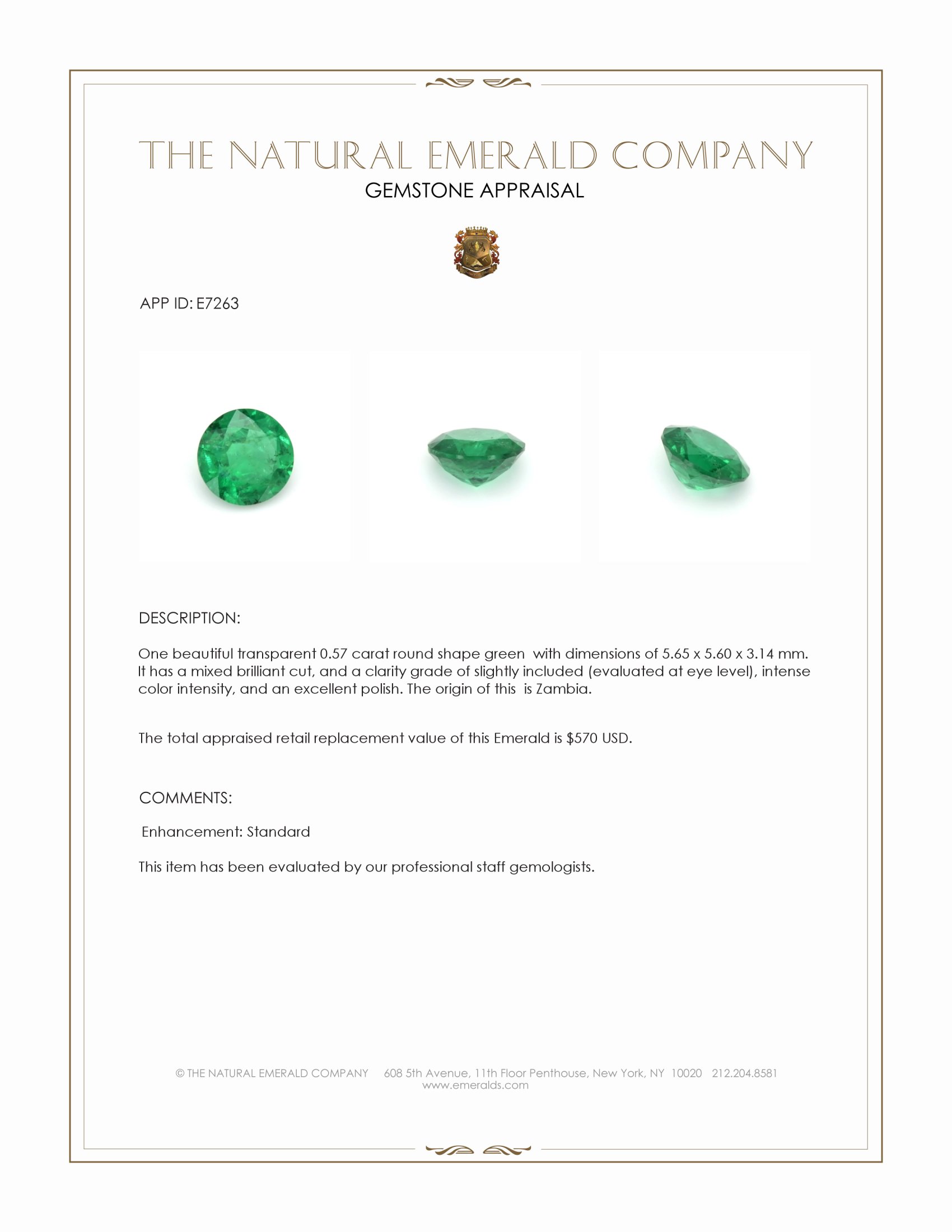 0.57 Ct. Emerald from Zambia