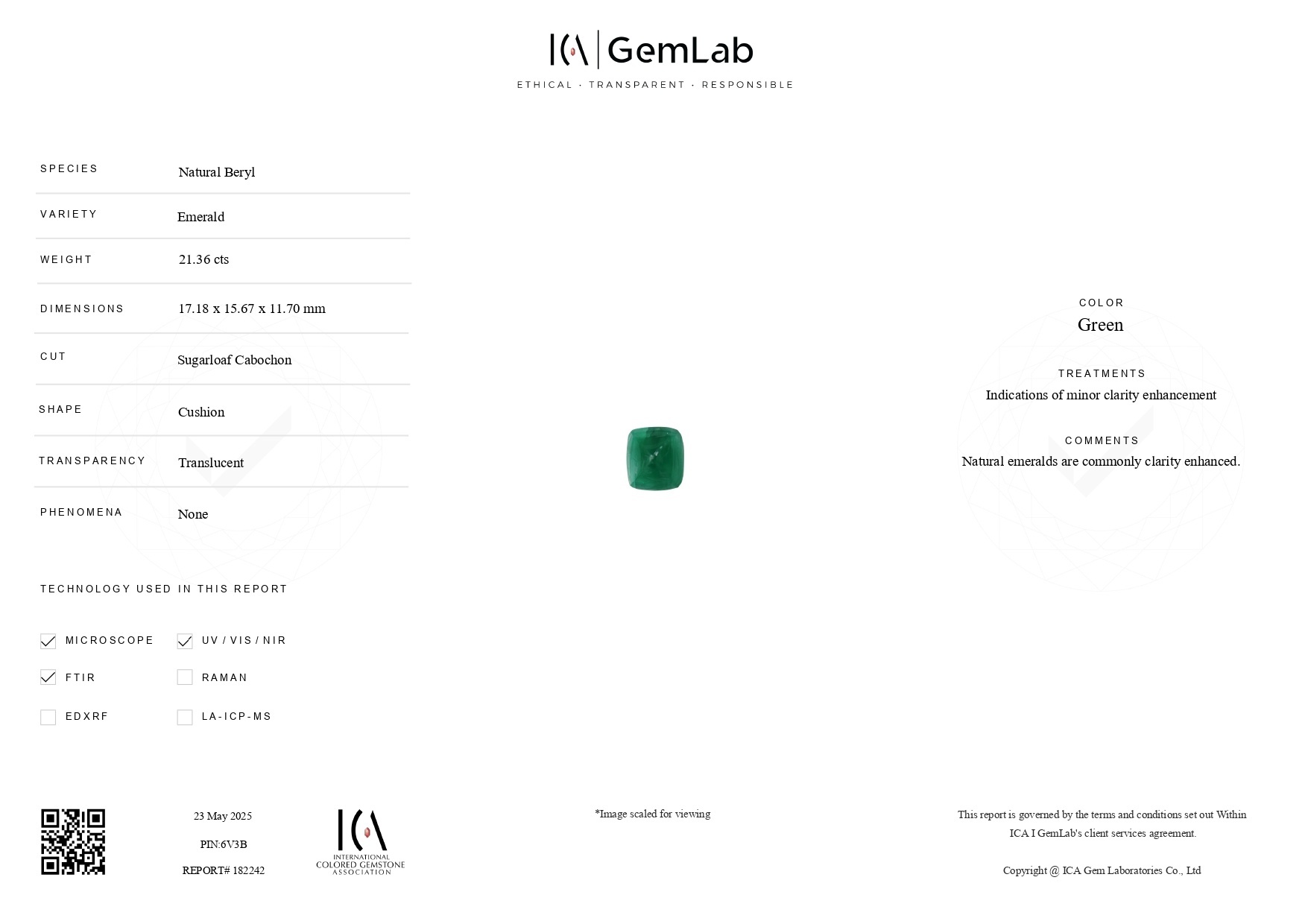21.36 Ct. Cabochon Emerald from Zambia
