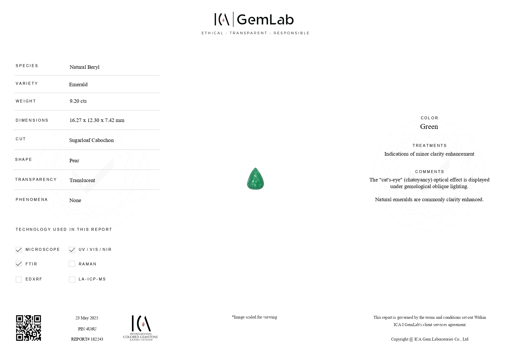 9.20 Ct. Cabochon Emerald from Zambia