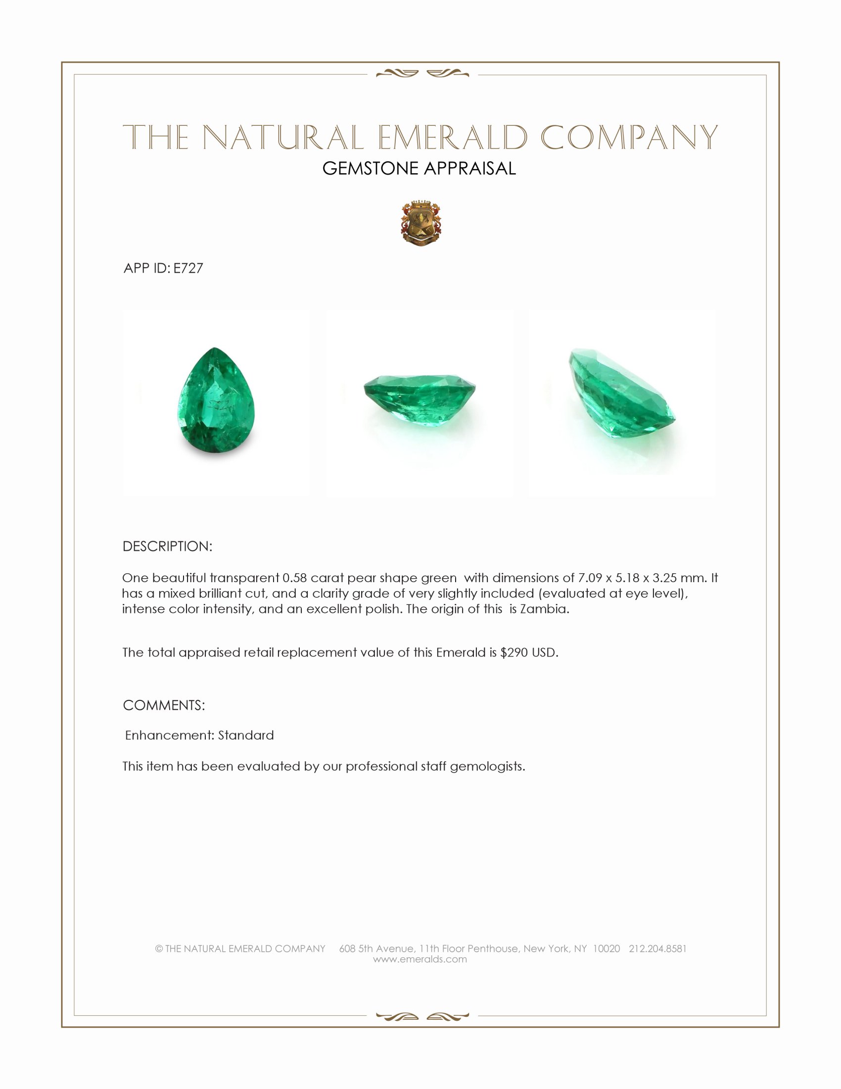 0.58 Ct. Emerald from Zambia