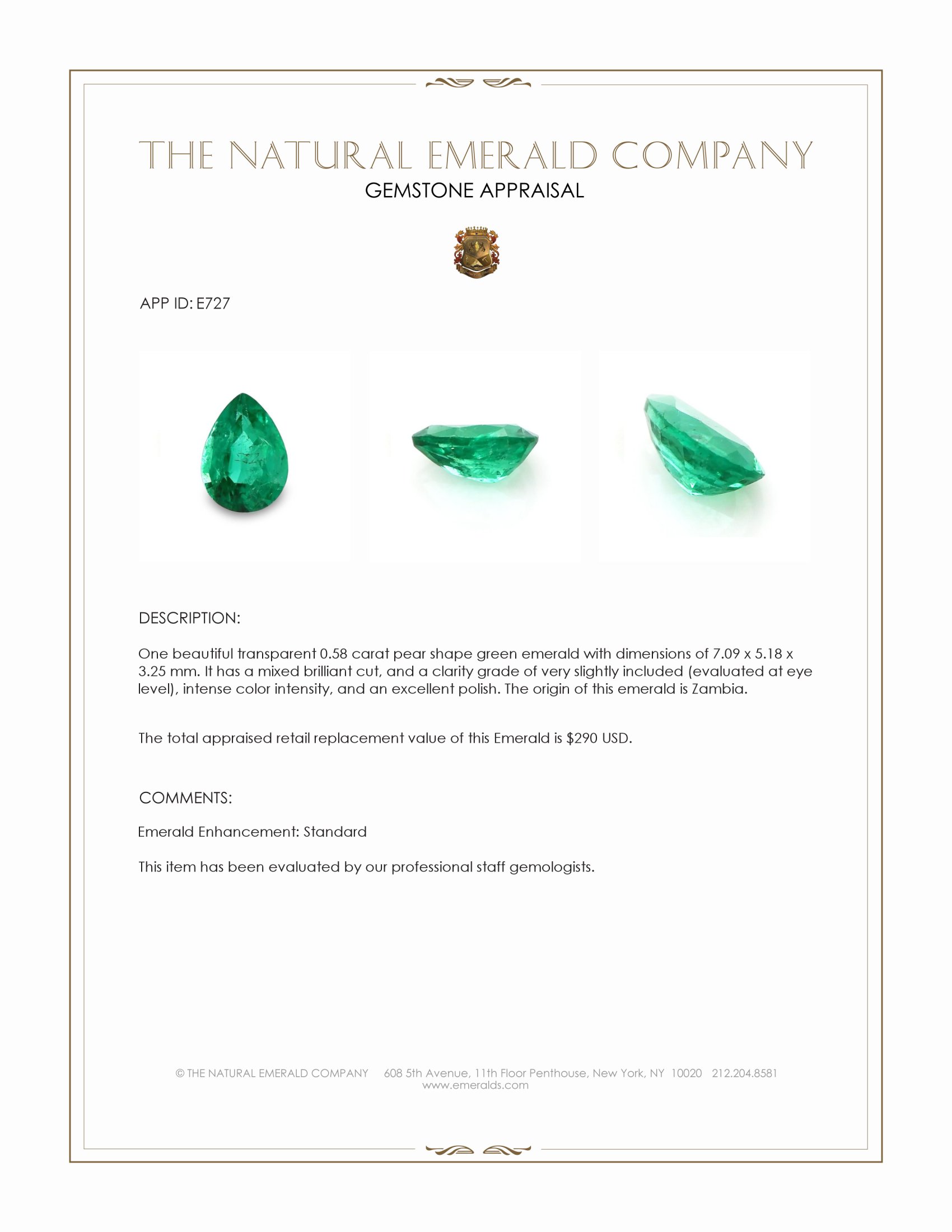 0.58 Ct. Emerald from Zambia