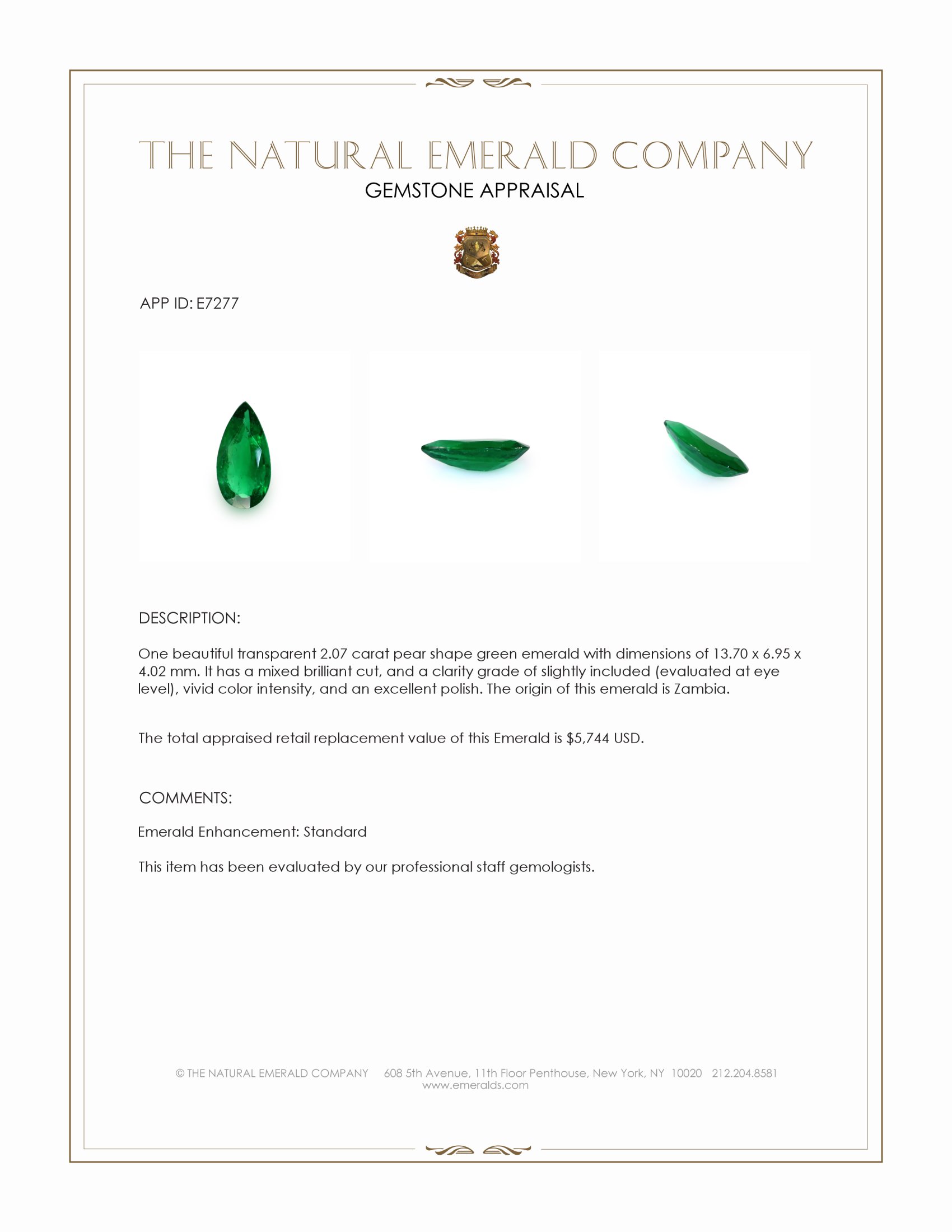 2.07 Ct. Emerald from Zambia