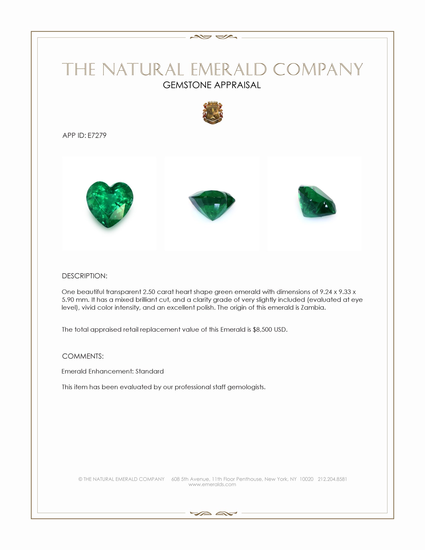 2.50 Ct. Emerald from Zambia