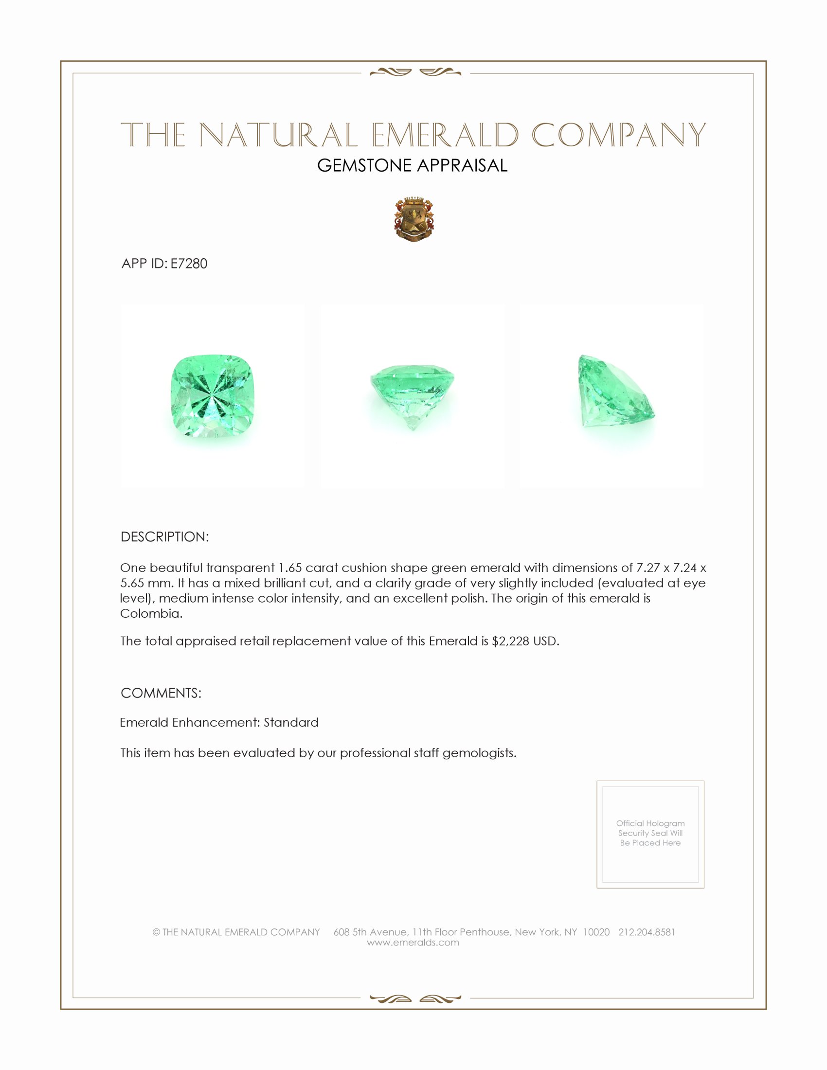 1.65 Ct. Emerald from Colombia