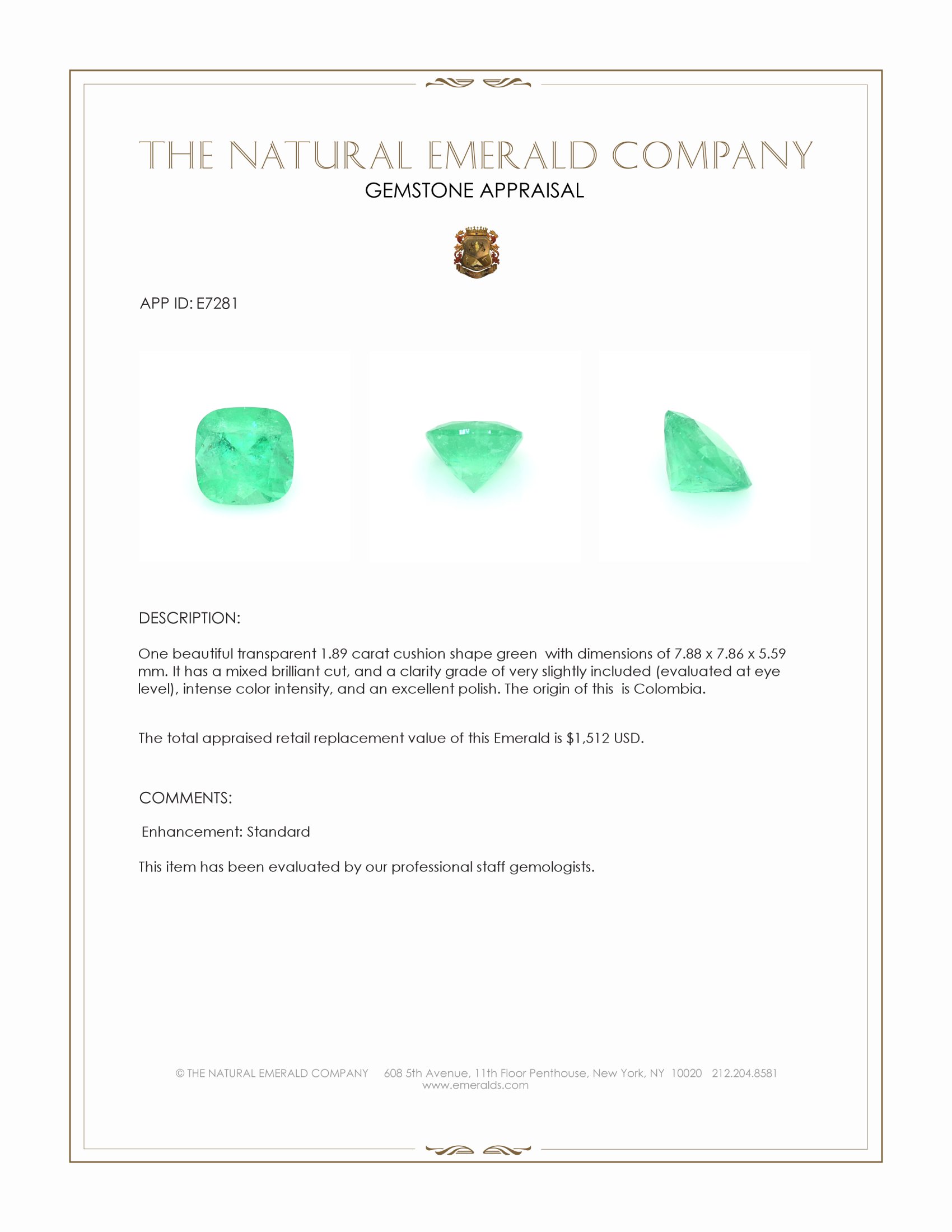 1.89 Ct. Emerald from Colombia