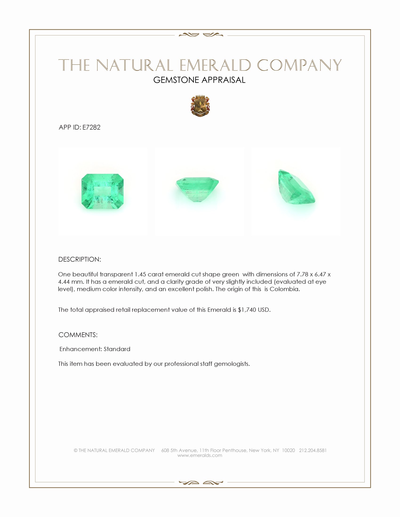 1.45 Ct. Emerald from Colombia