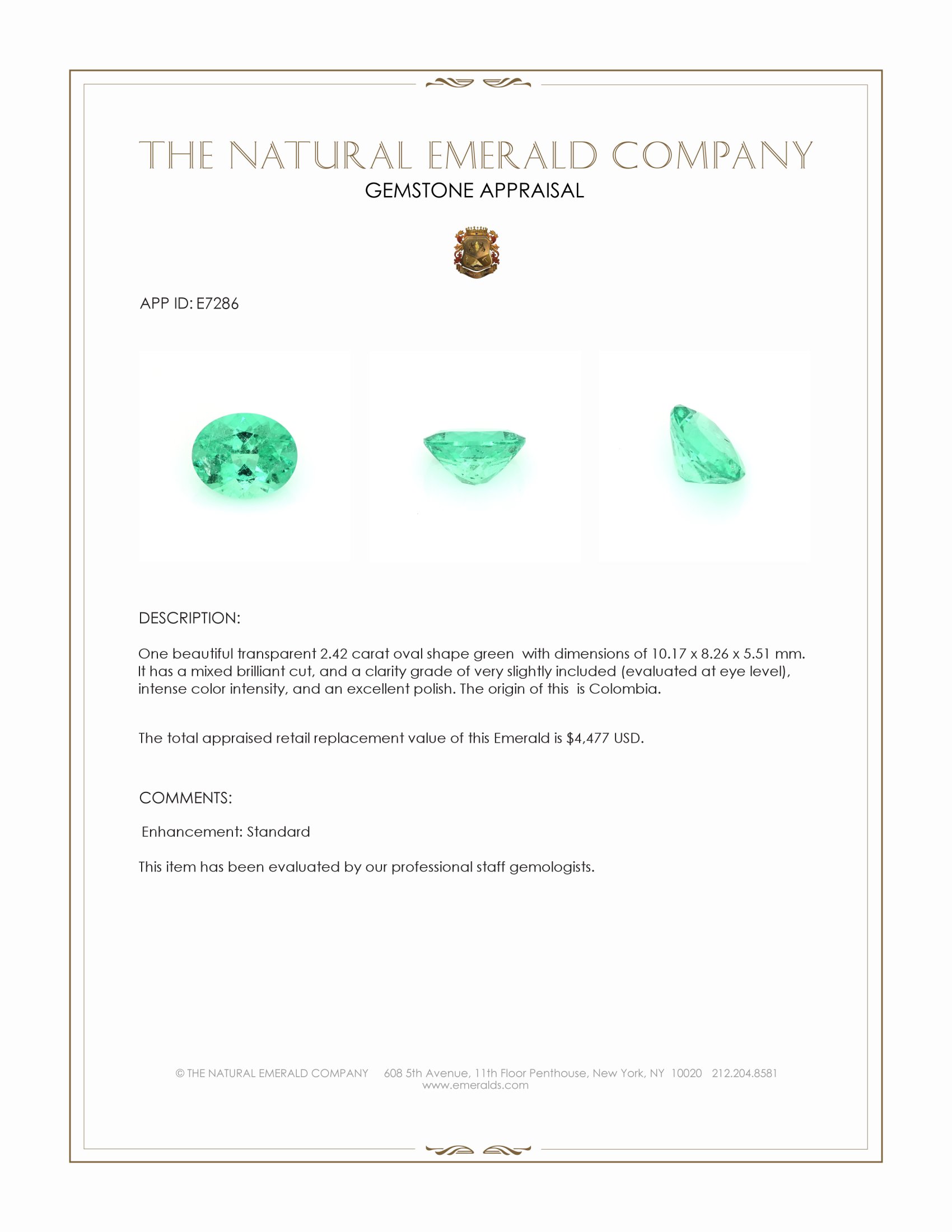 2.42 Ct. Emerald from Colombia