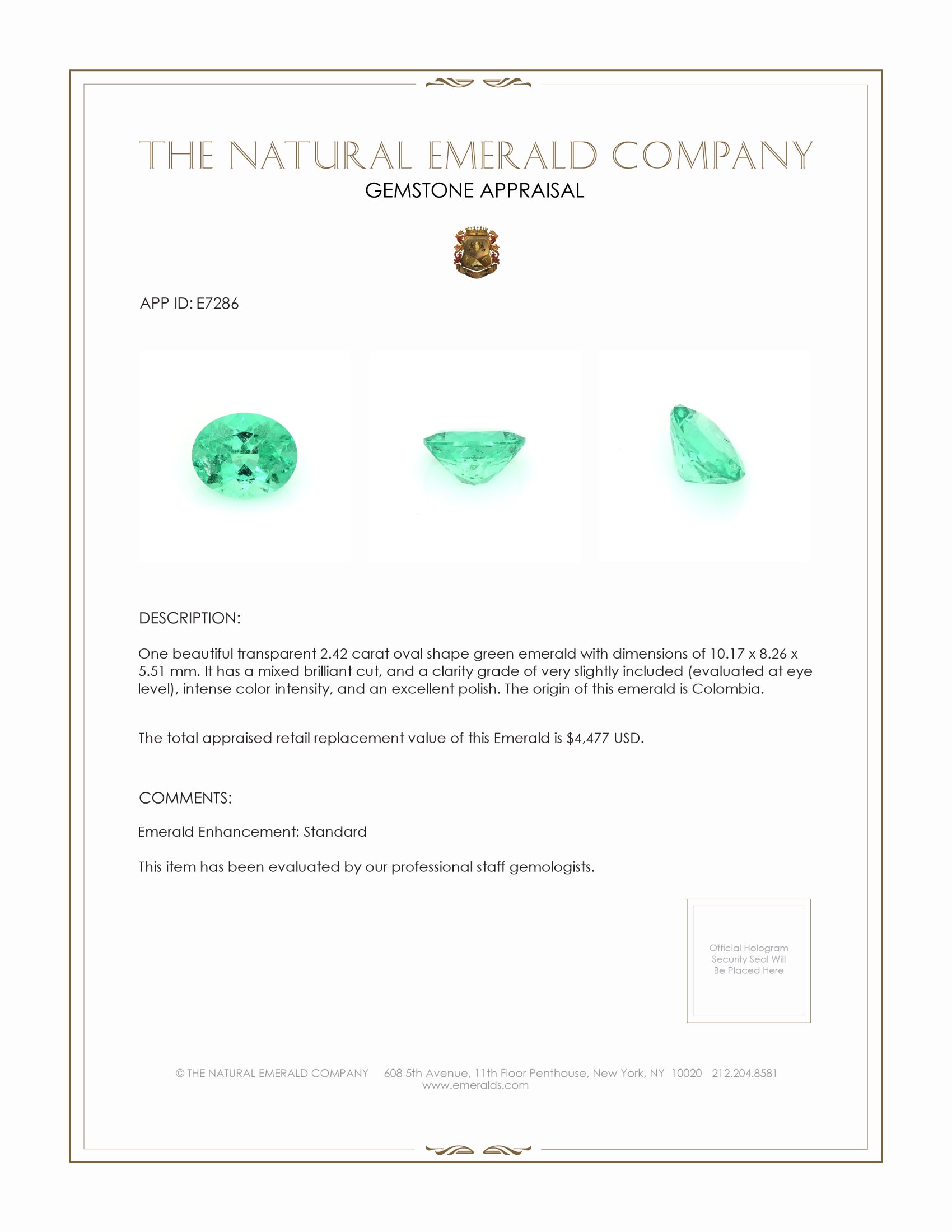 2.42 Ct. Emerald from Colombia