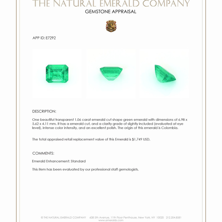 1.06 Ct. Emerald from Colombia