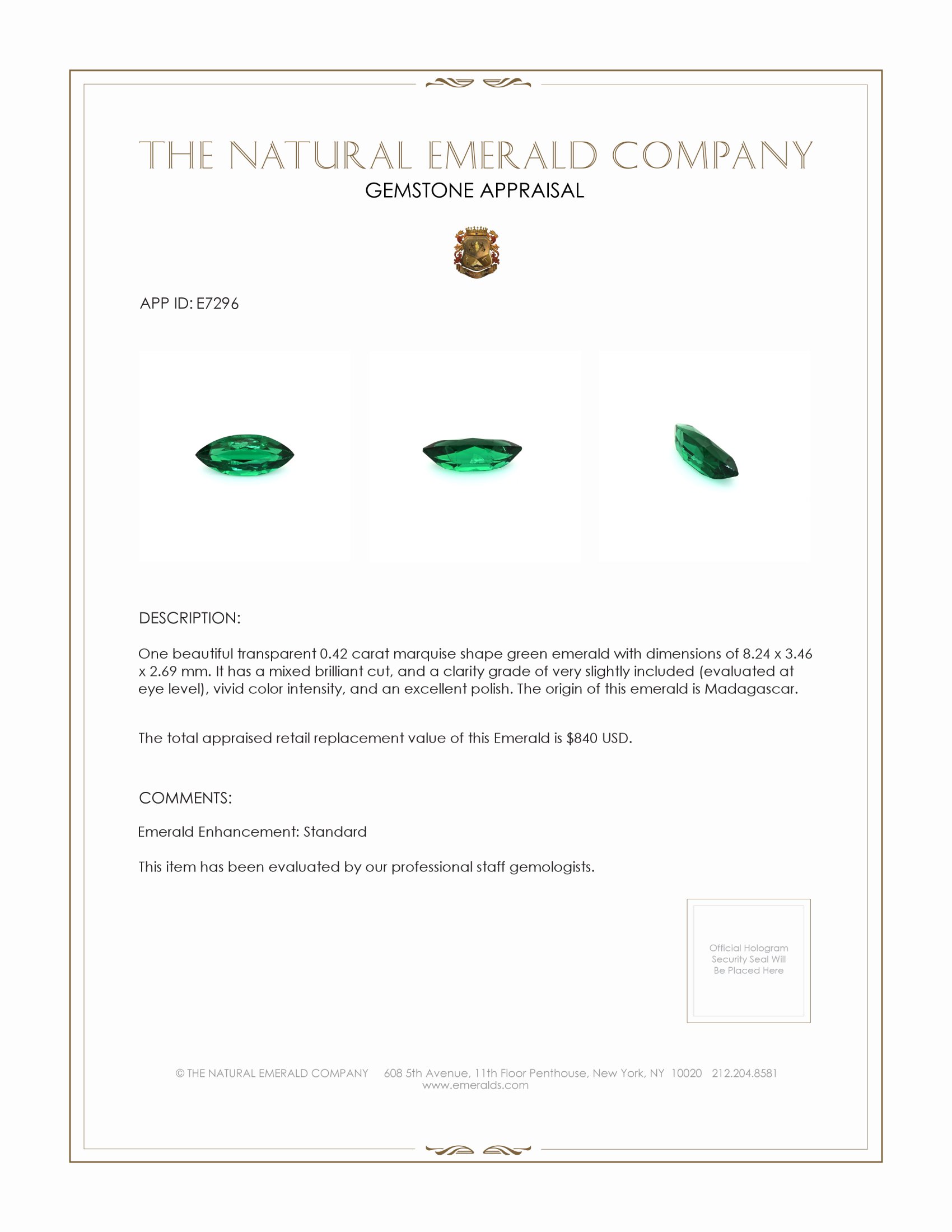 0.42 Ct. Emerald from Madagascar