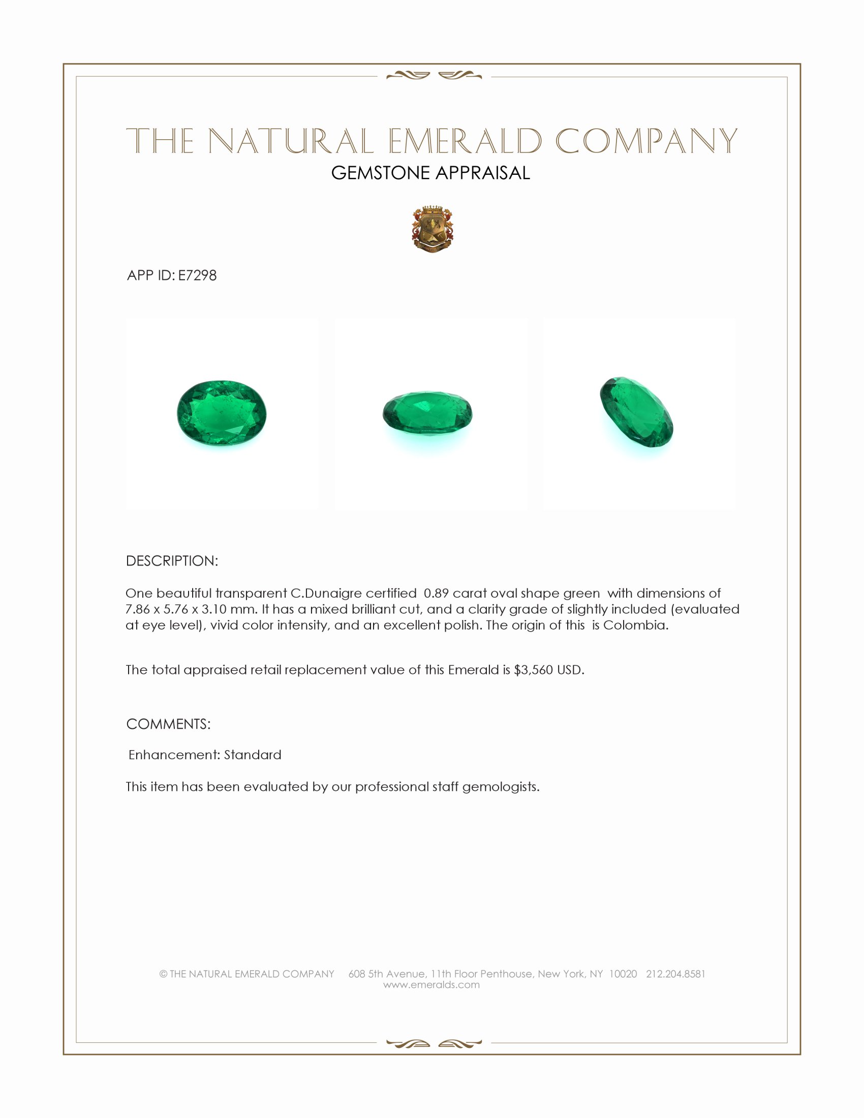 0.89 Ct. Emerald from Colombia