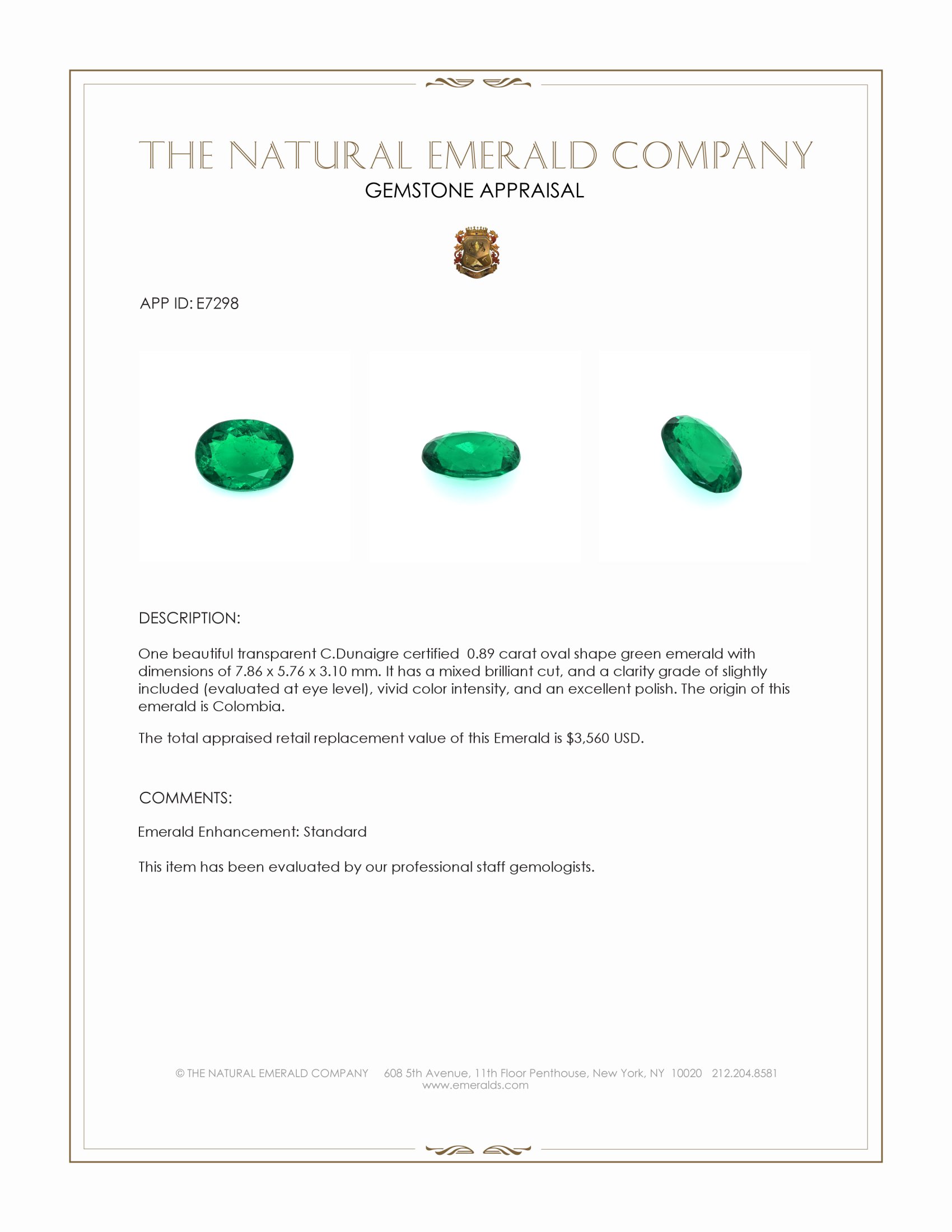 0.89 Ct. Emerald from Colombia