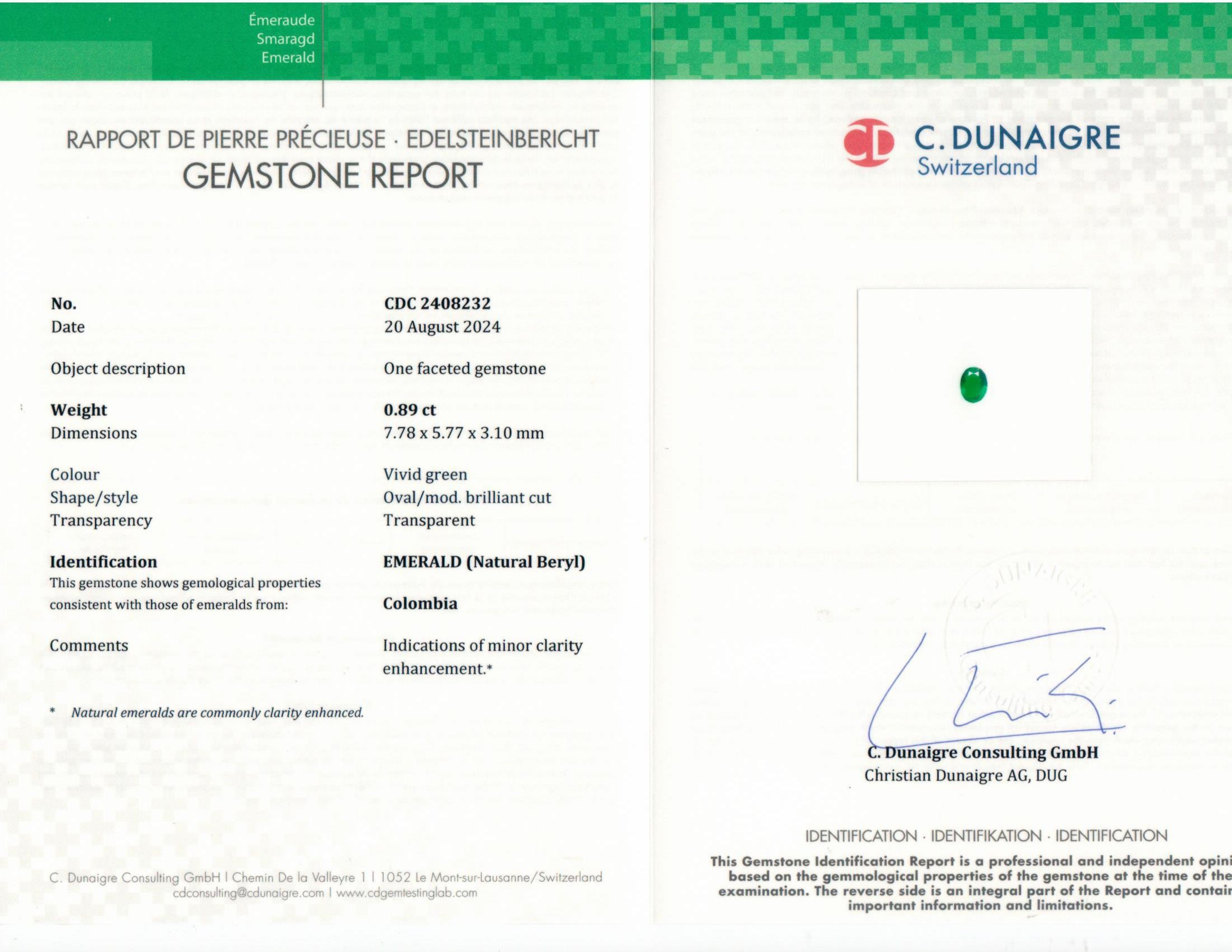 0.89 Ct. Emerald from Colombia