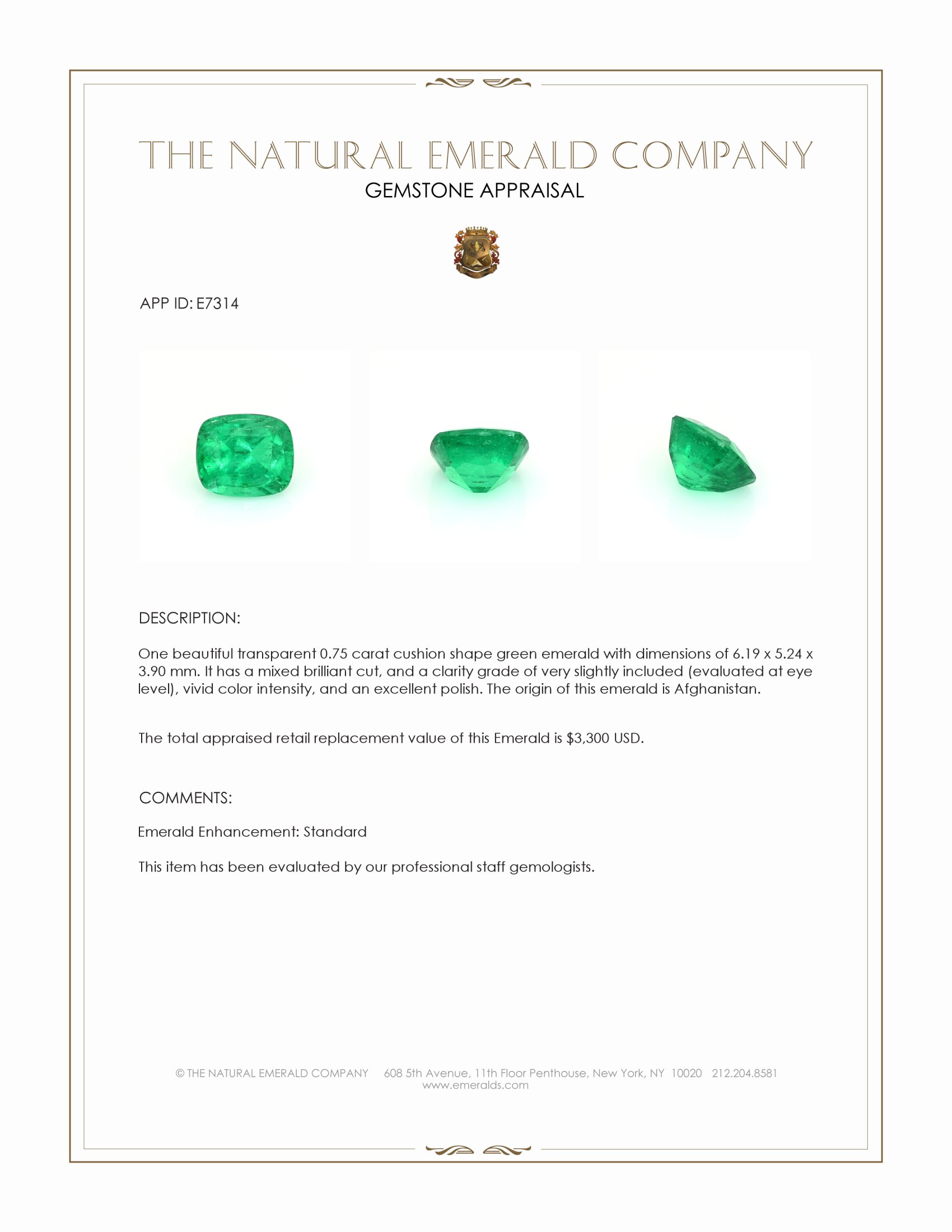 0.75 Ct. Emerald from Afghanistan