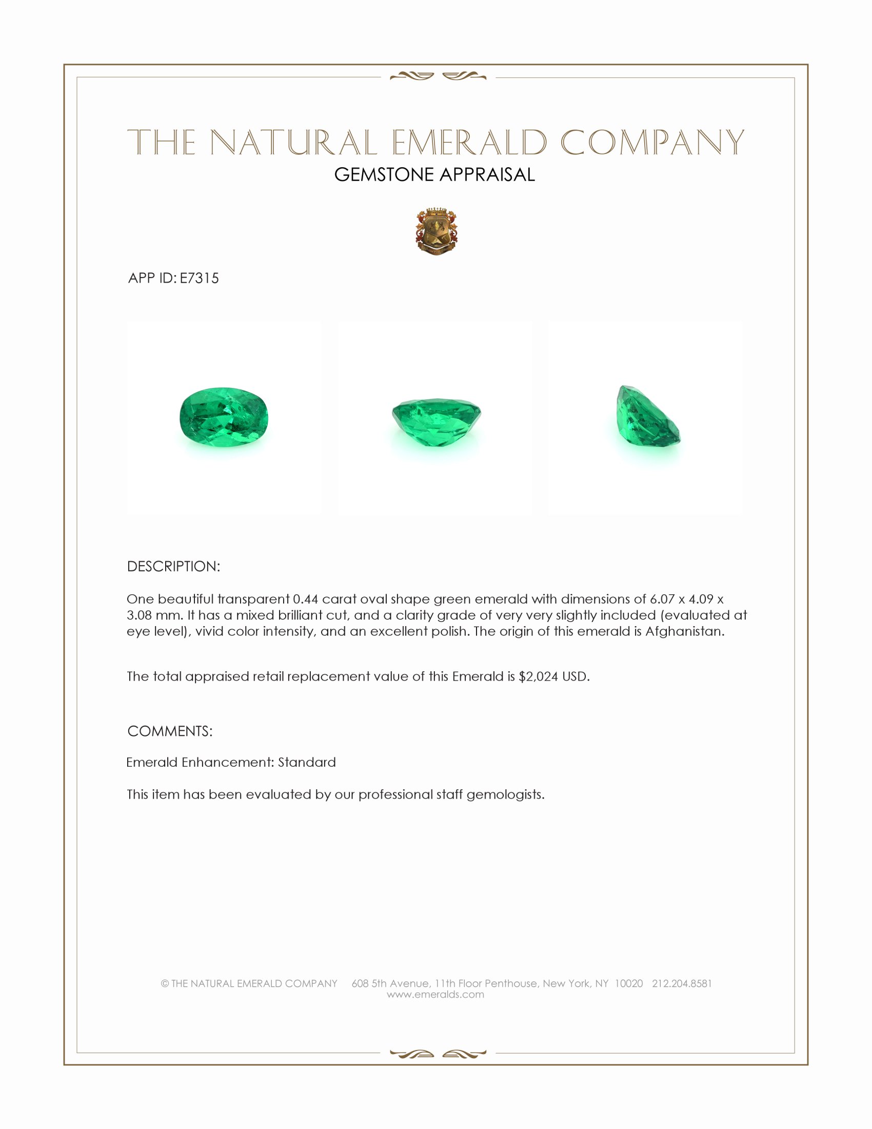 0.44 Ct. Emerald from Afghanistan