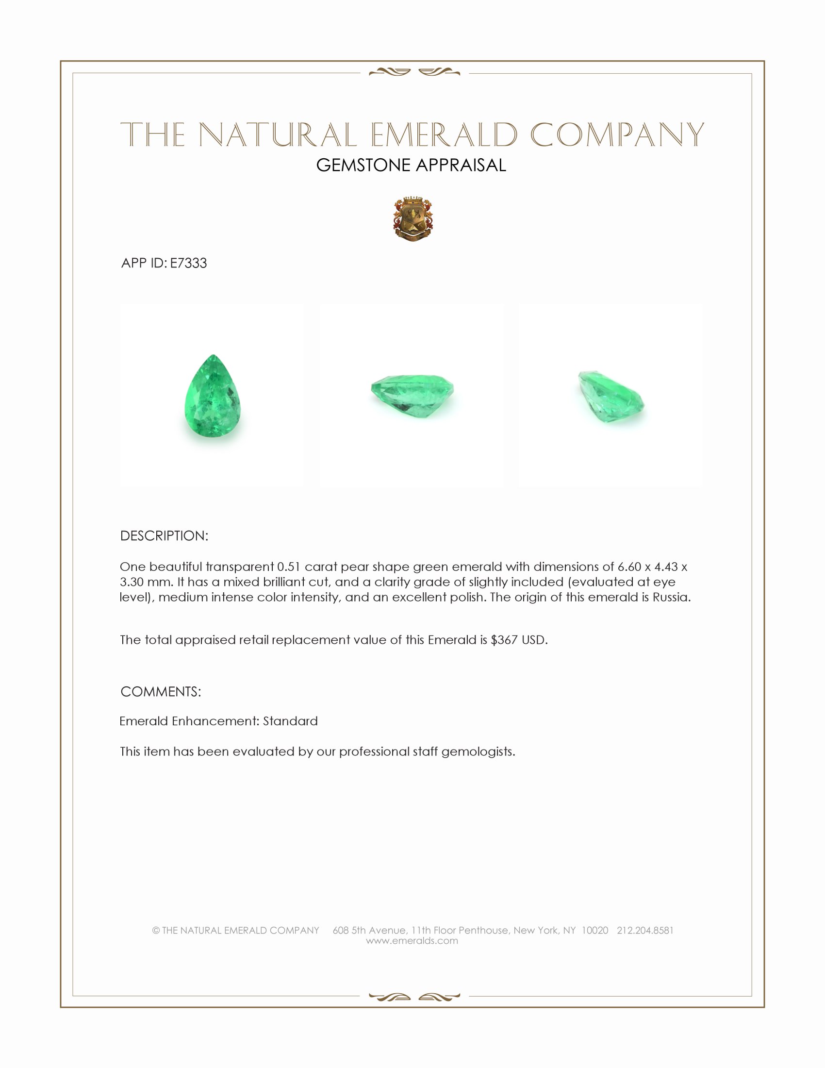 0.51 Ct. Emerald from Russia