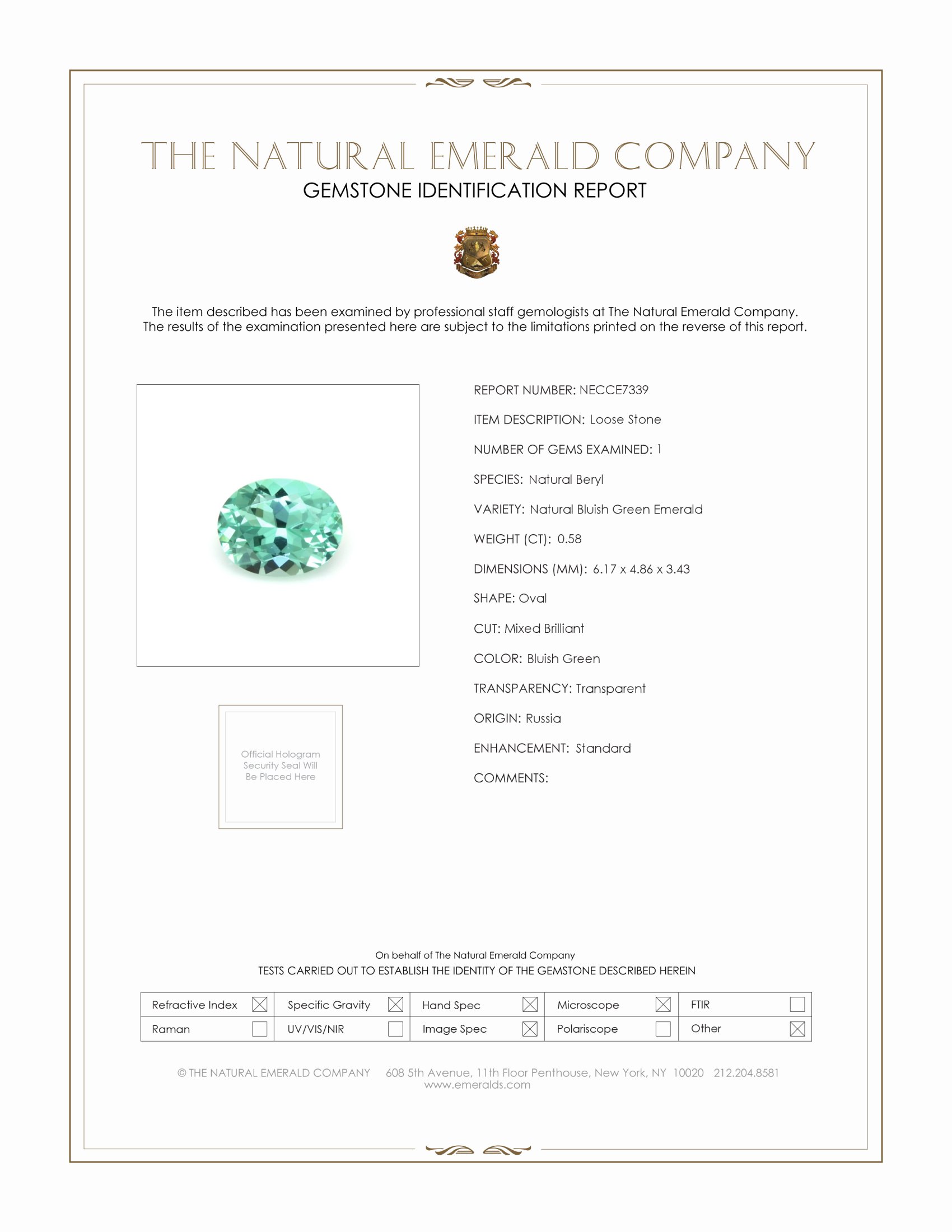0.58 Ct. Emerald from Russia