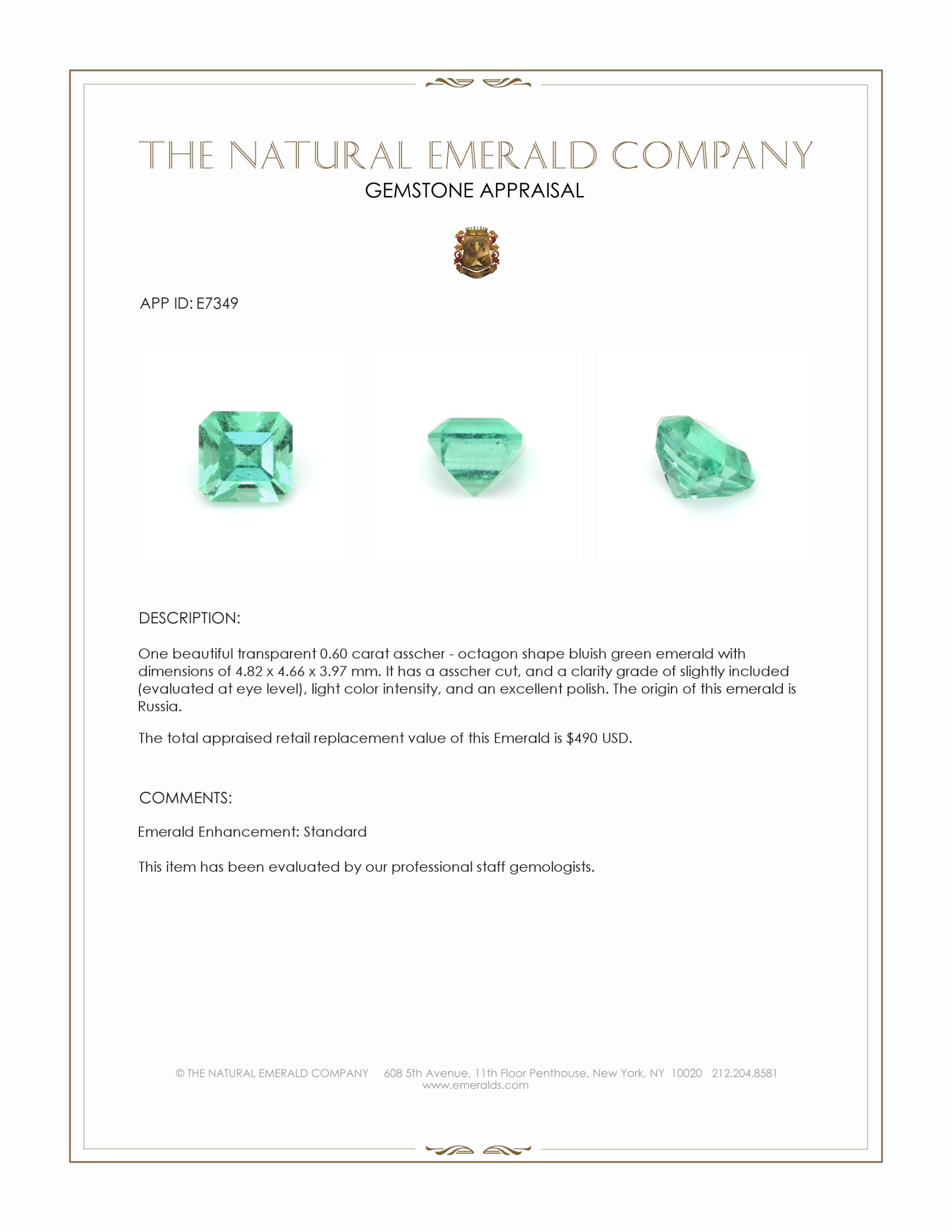 0.60 Ct. Emerald from Russia