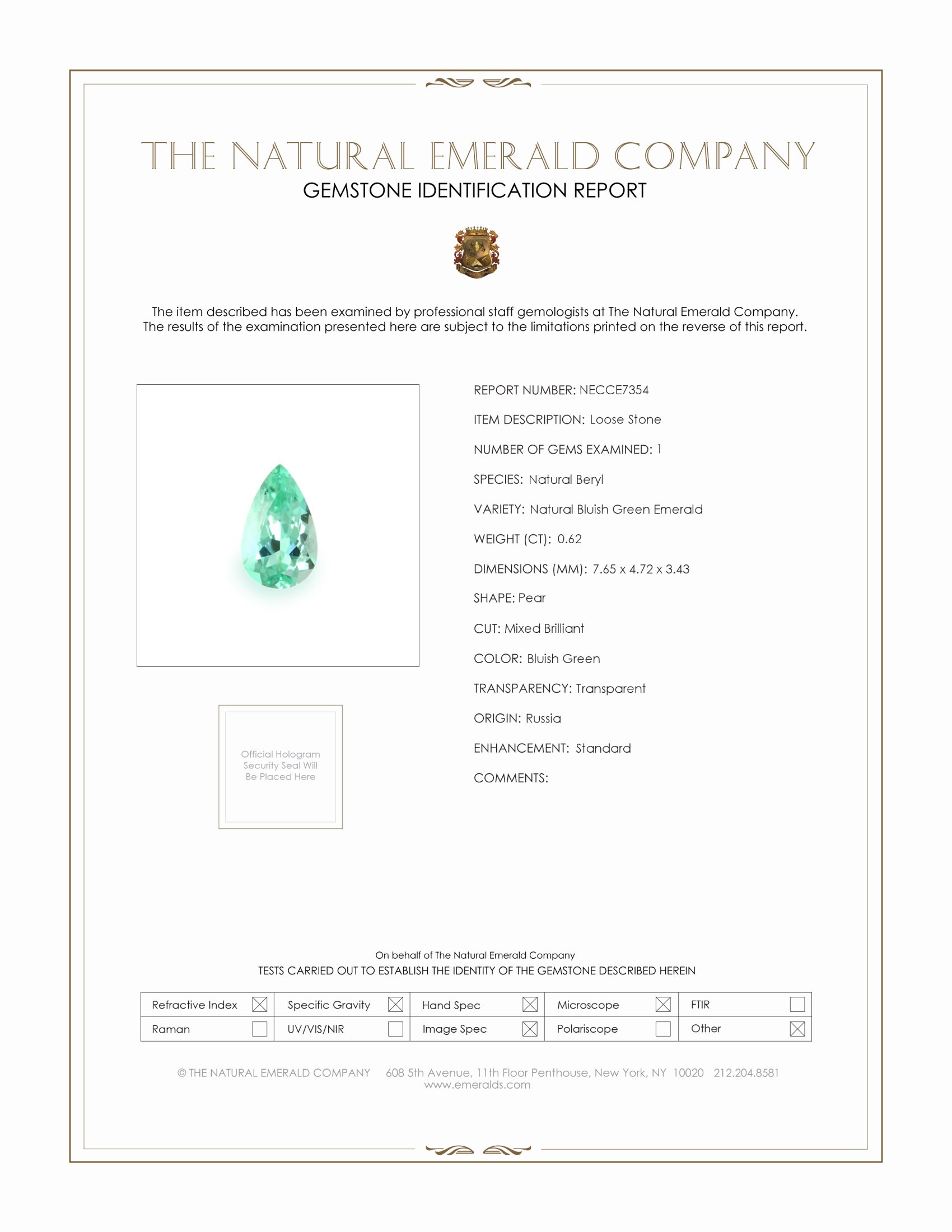 0.62 Ct. Emerald from Russia