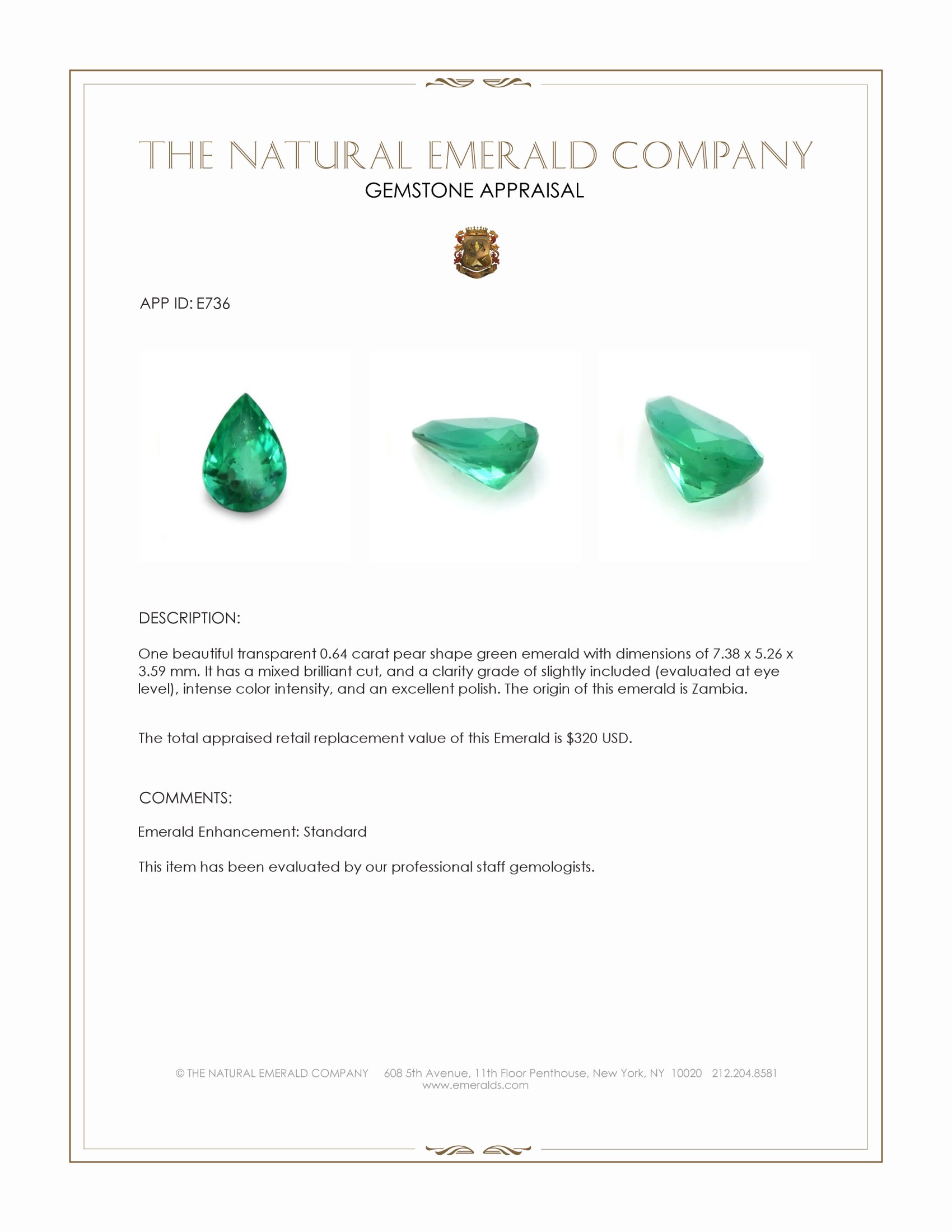 0.64 Ct. Emerald from Zambia