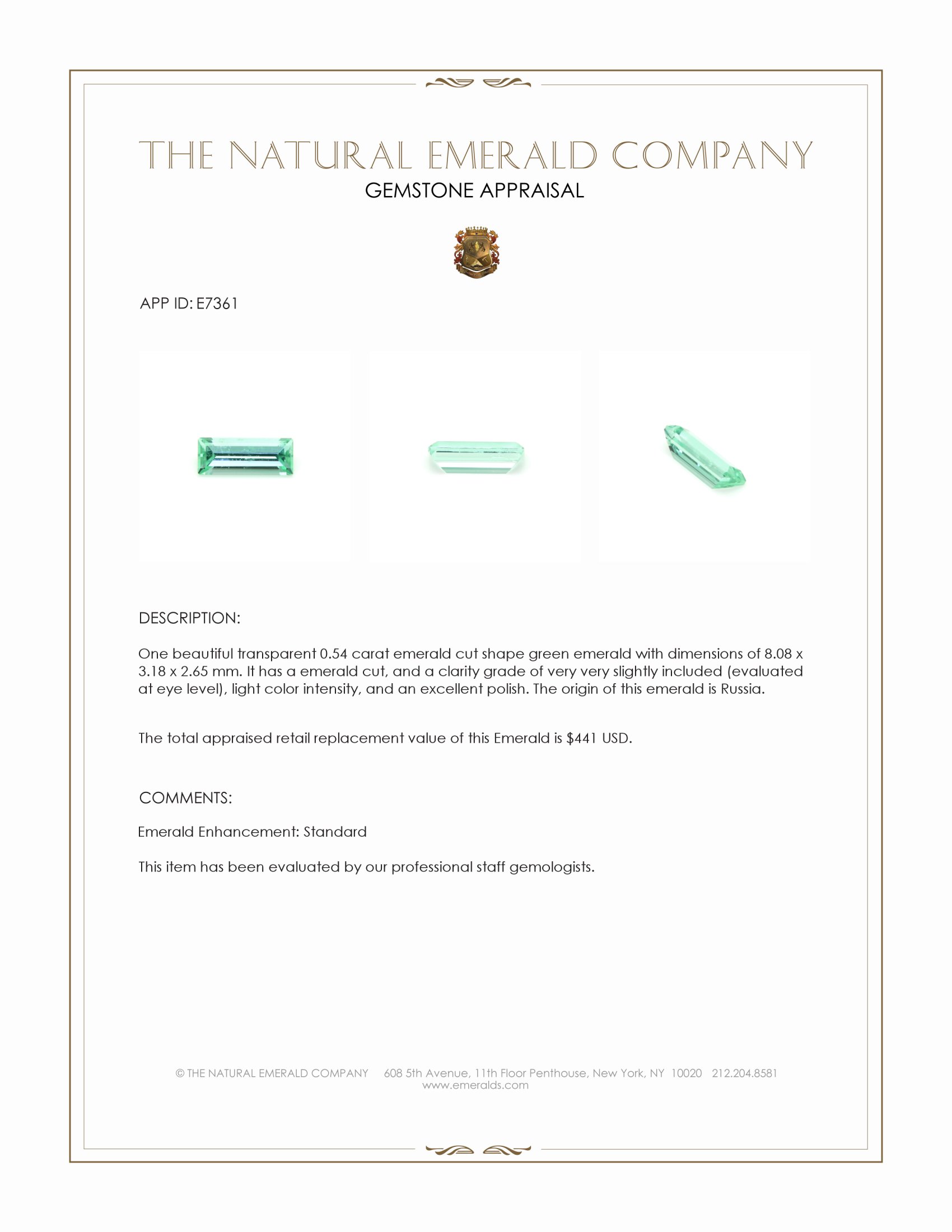 0.54 Ct. Emerald from Russia