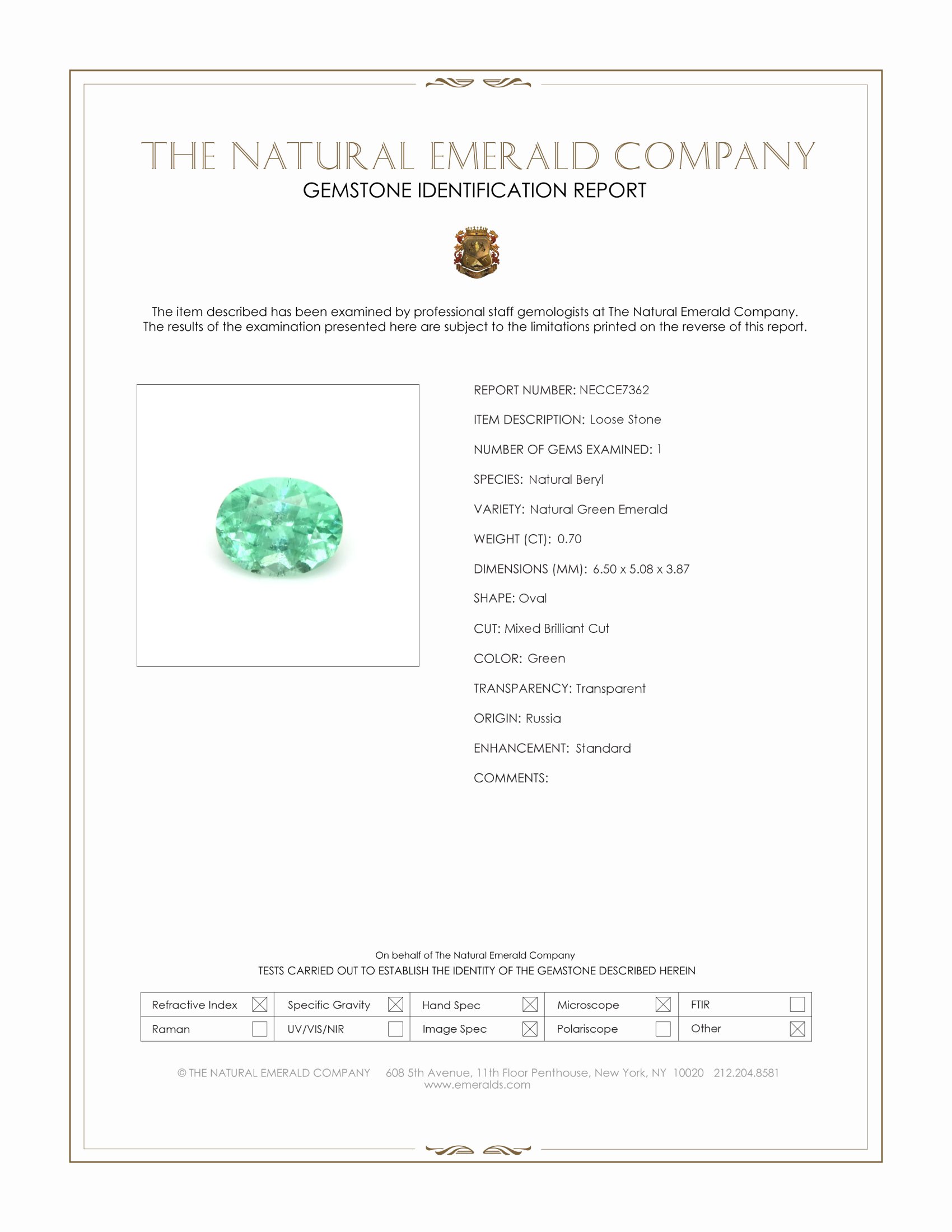 0.70 Ct. Emerald from Russia