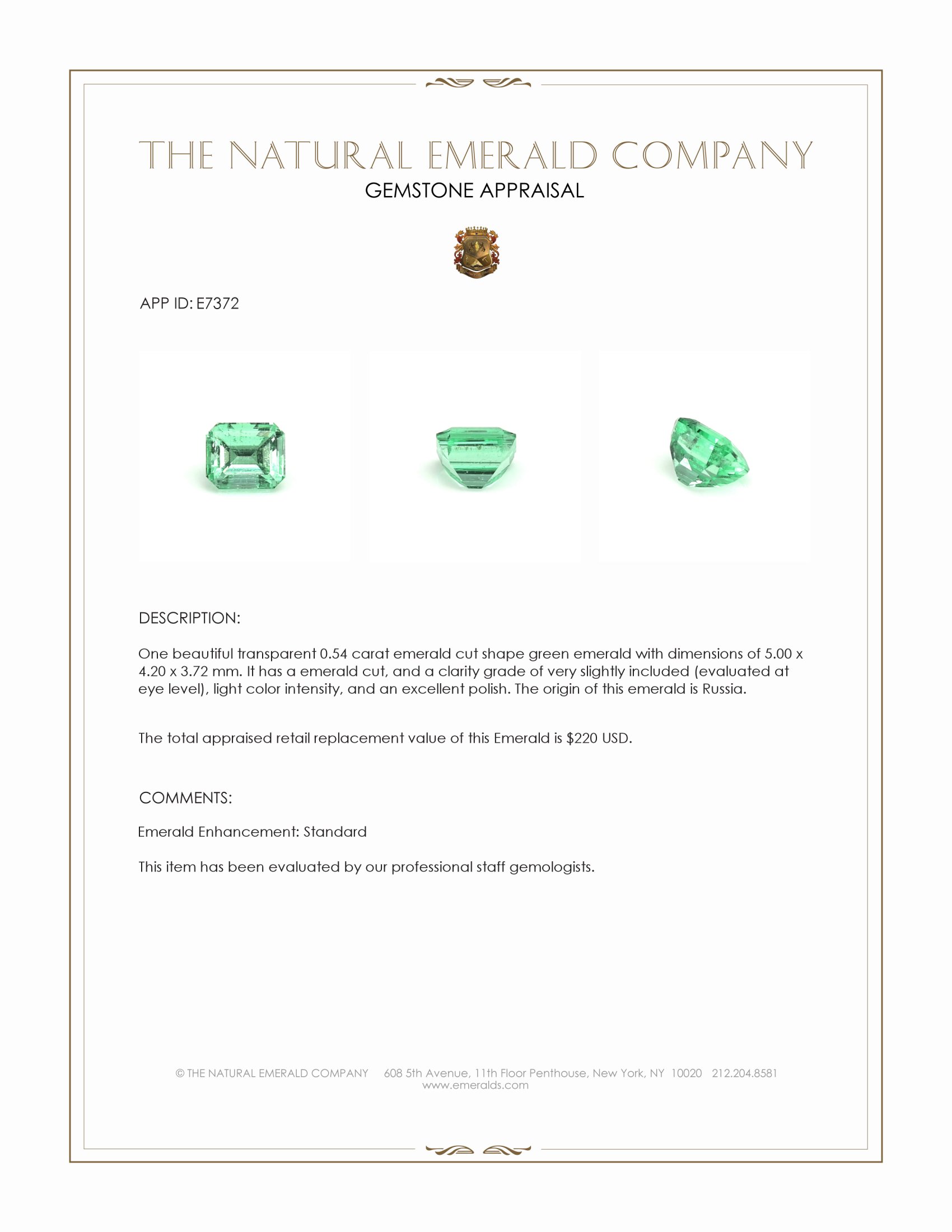 0.54 Ct. Emerald from Russia