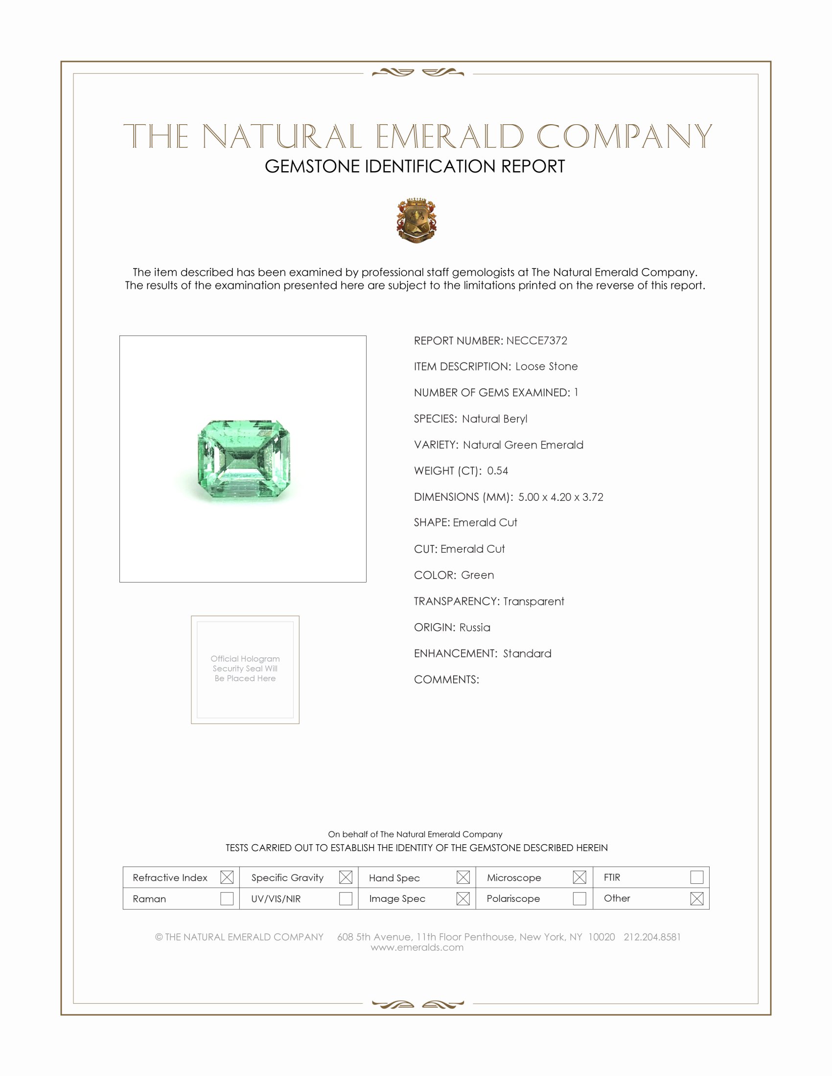 0.54 Ct. Emerald from Russia