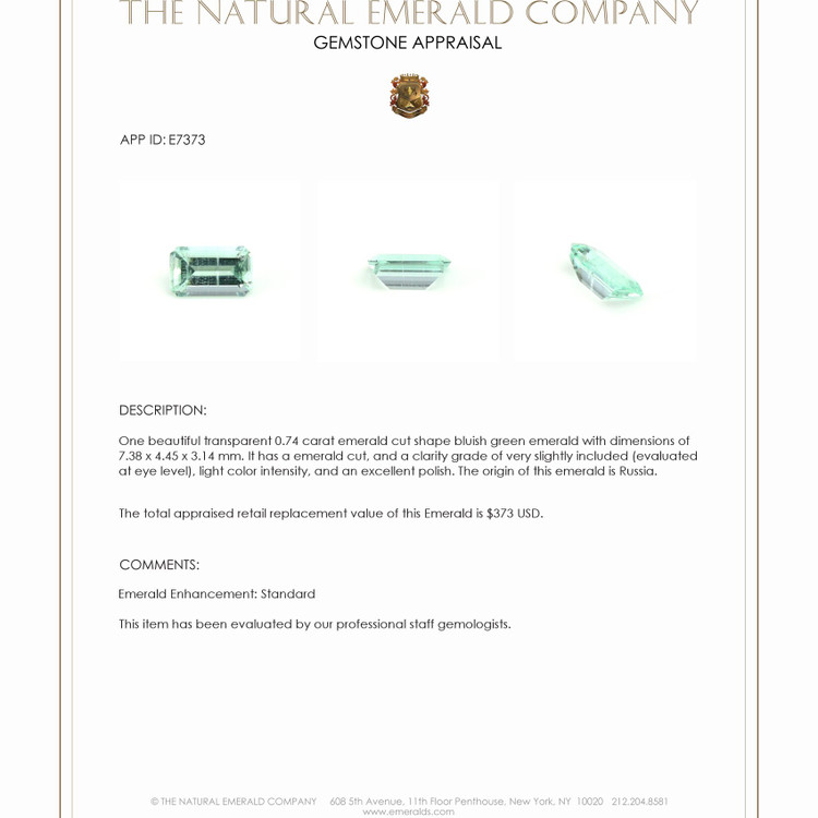 0.74 Ct. Emerald from Russia