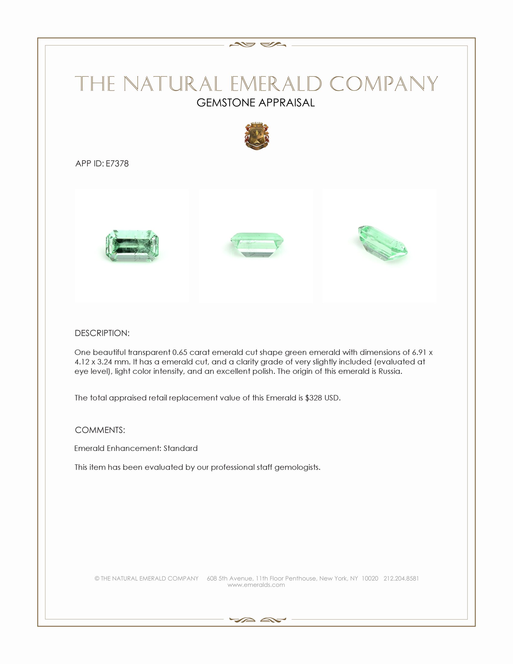 0.65 Ct. Emerald from Russia