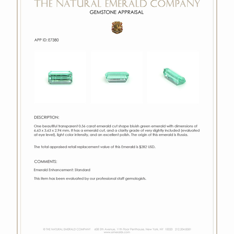 0.56 Ct. Emerald from Russia