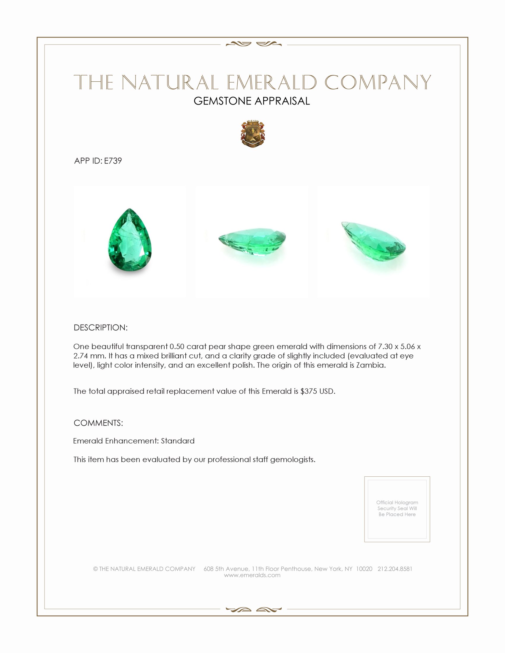 0.50 Ct. Emerald from Zambia