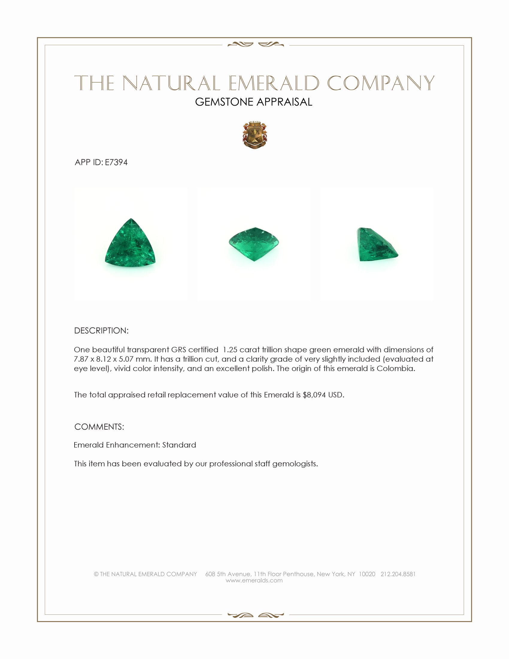 1.25 Ct. Emerald from Colombia