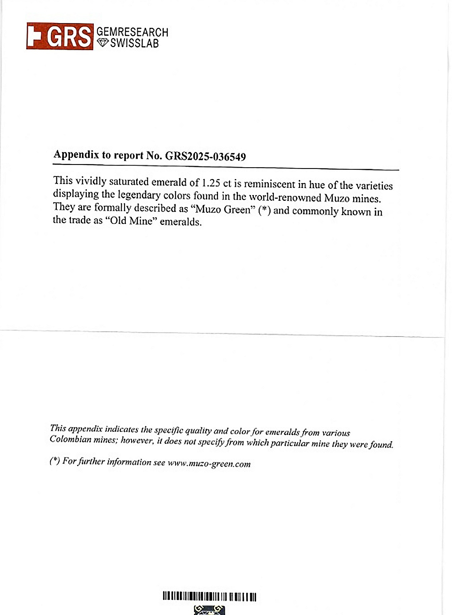 1.25 Ct. Emerald from Colombia