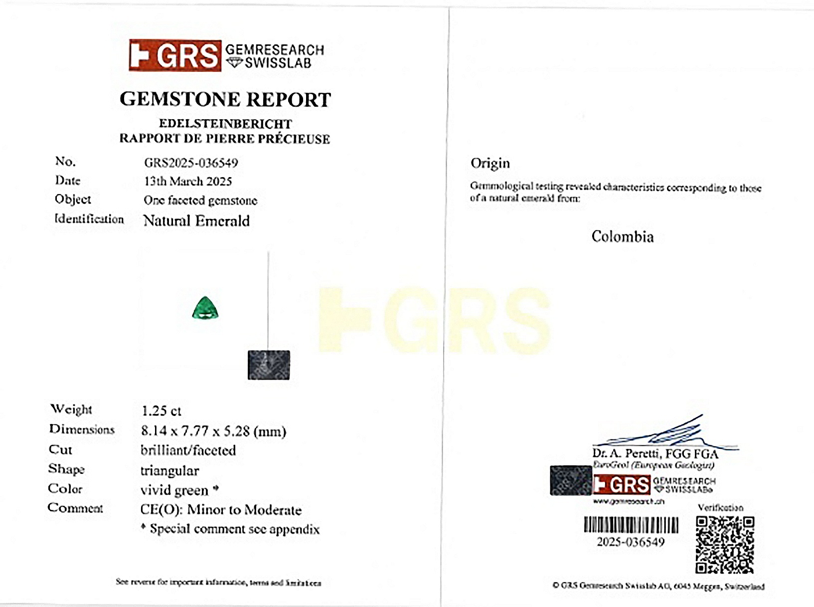 1.25 Ct. Emerald from Colombia