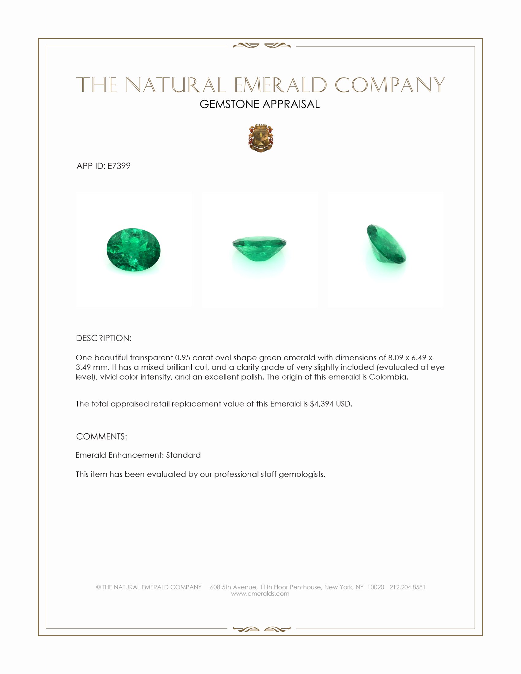 0.95 Ct. Emerald from Colombia