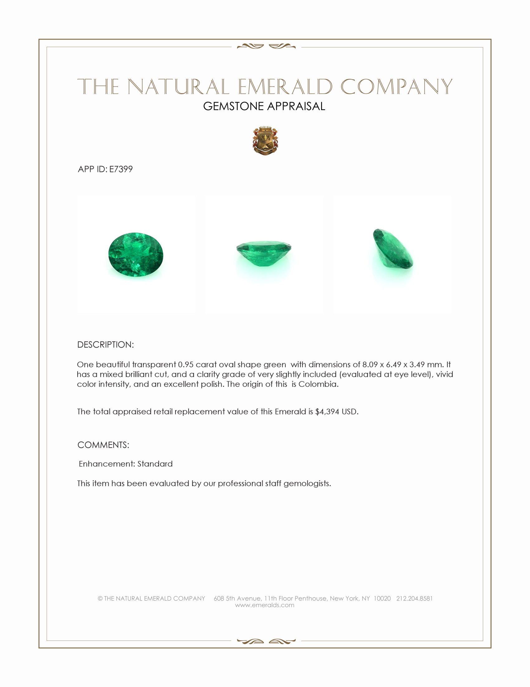 0.95 Ct. Emerald from Colombia