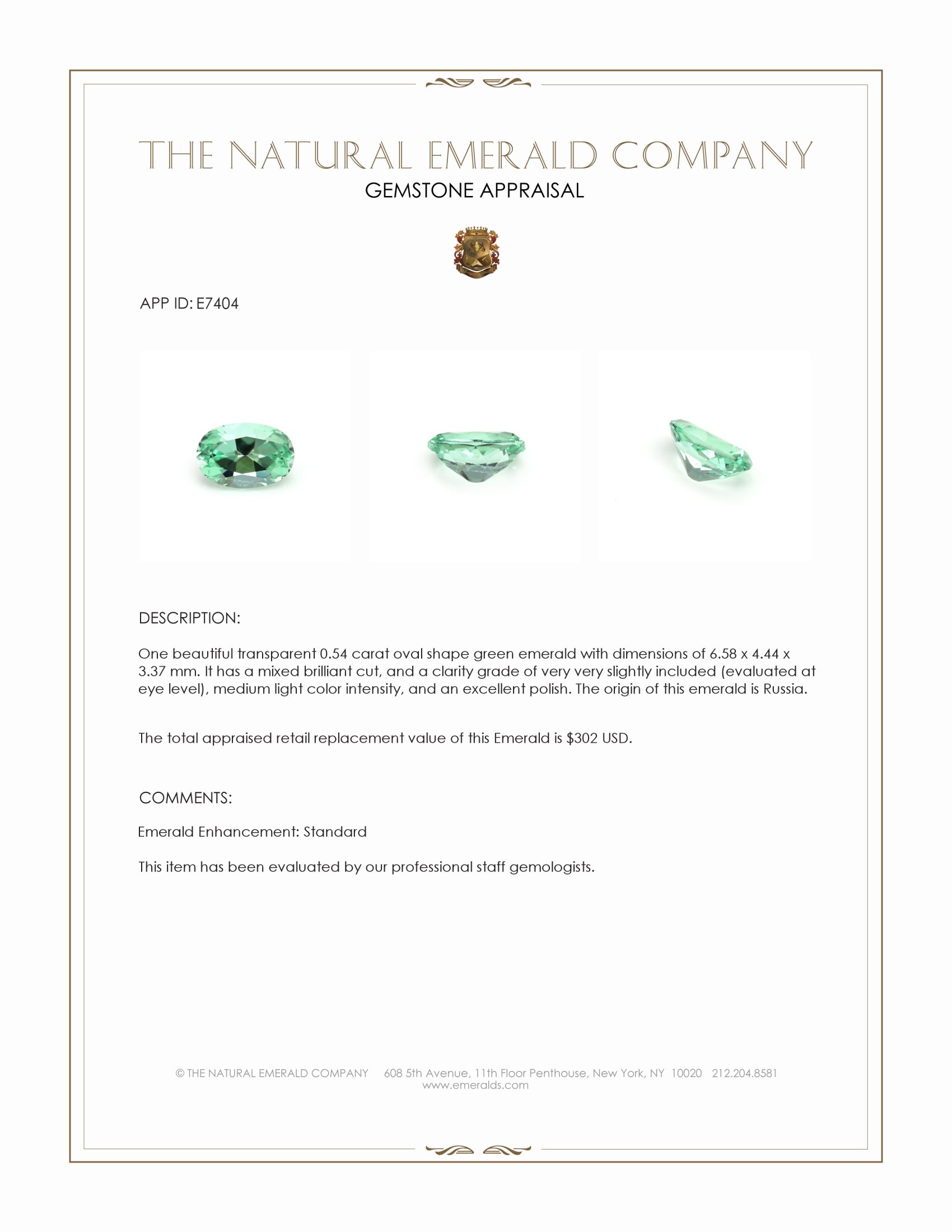 0.54 Ct. Emerald from Russia