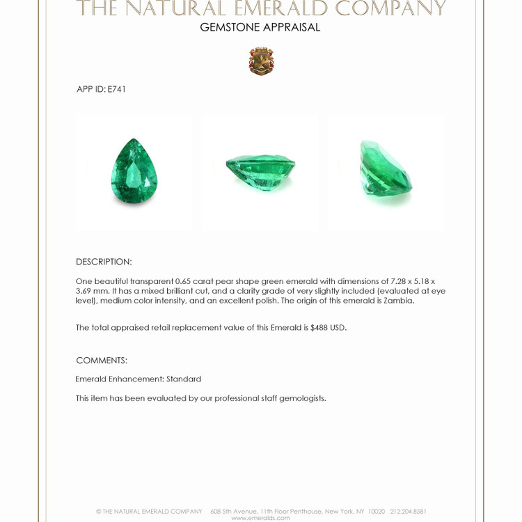 0.65 Ct. Emerald from Zambia