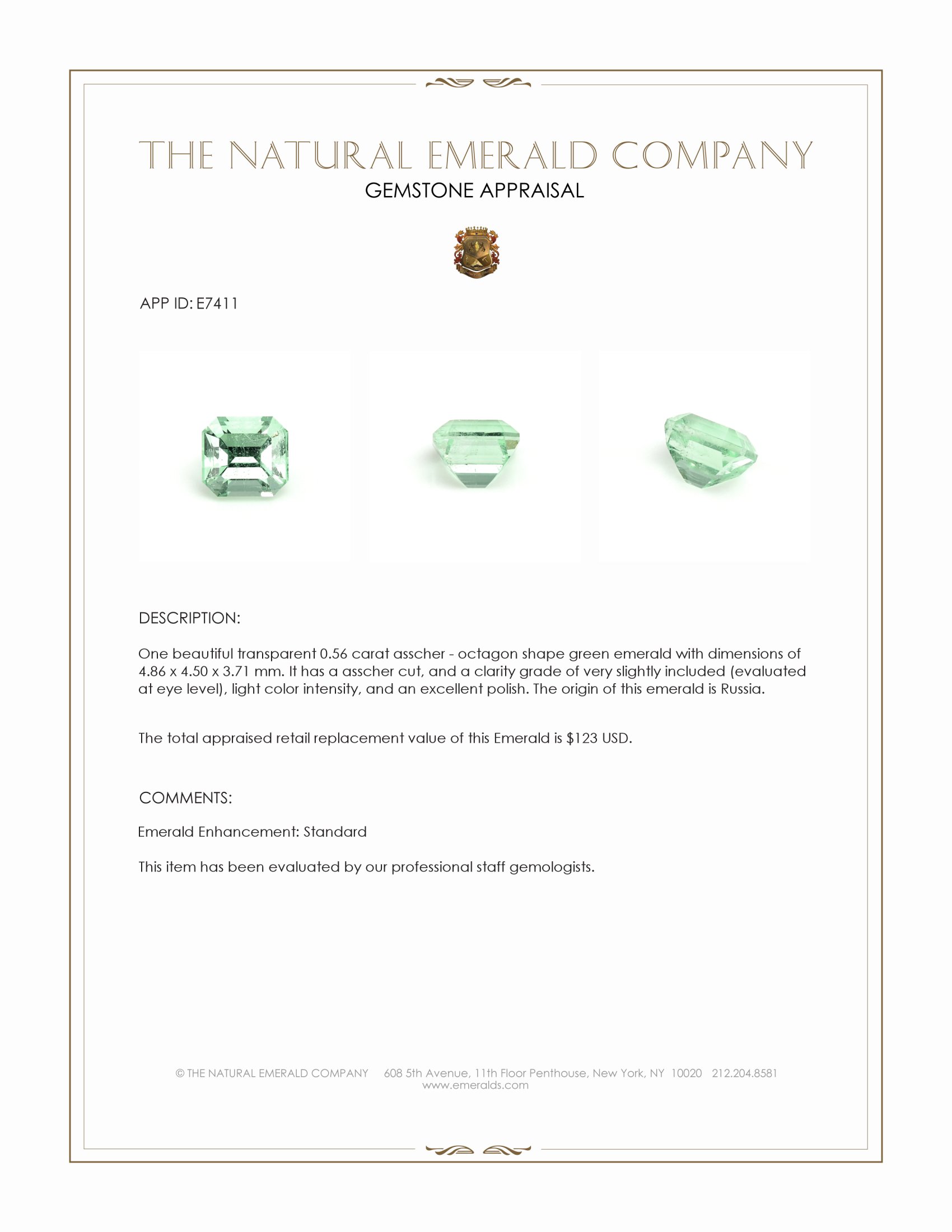 0.56 Ct. Emerald from Russia