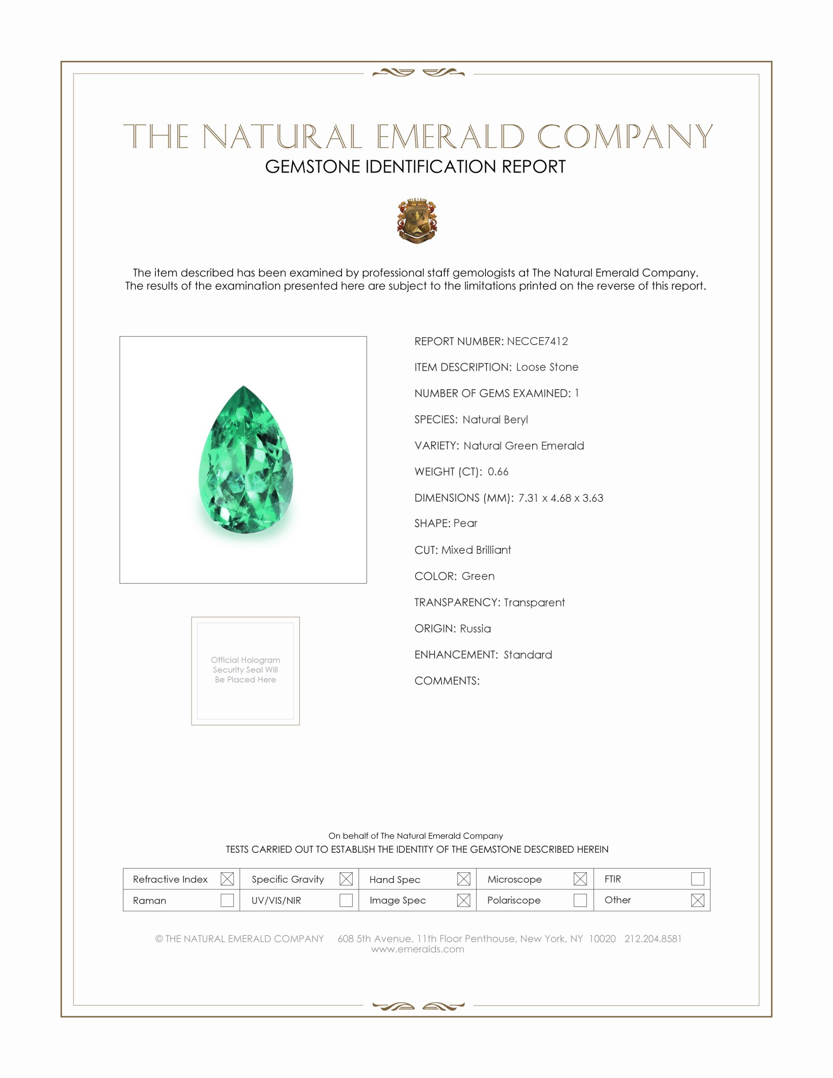 0.66 Ct. Emerald from Russia