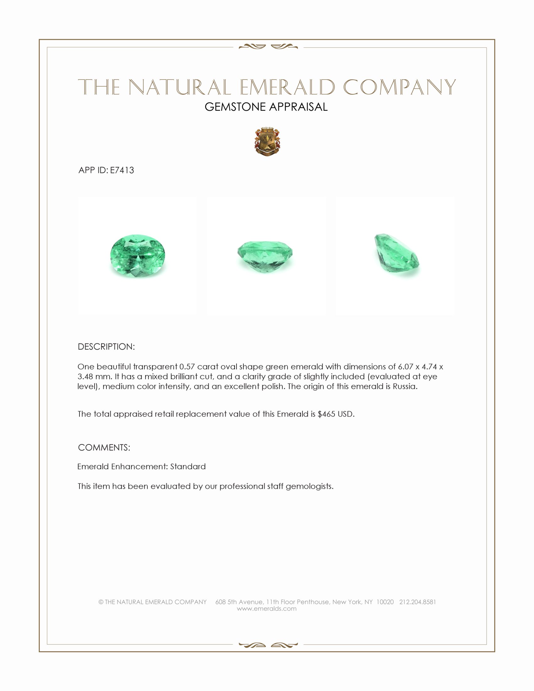 0.57 Ct. Emerald from Russia