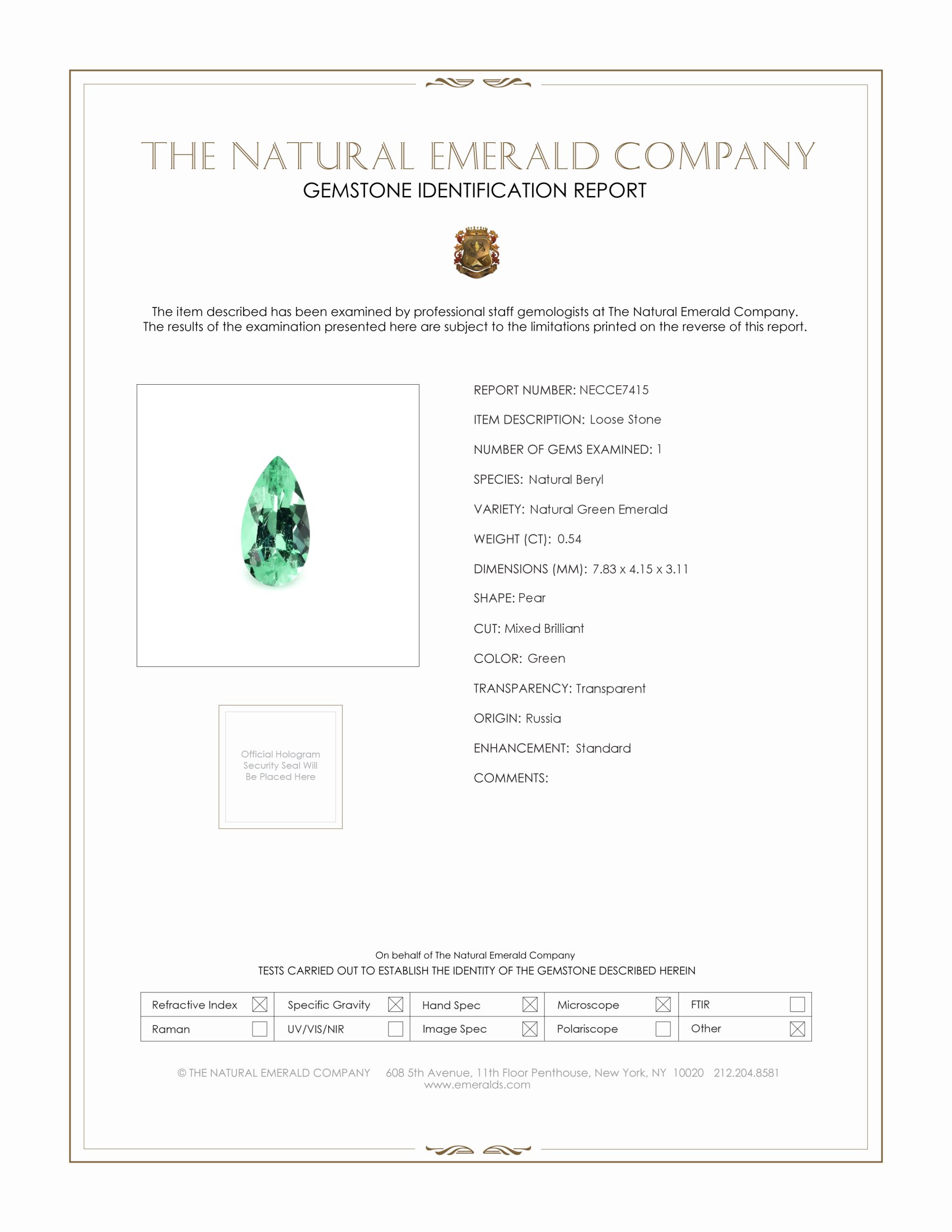 0.54 Ct. Emerald from Russia
