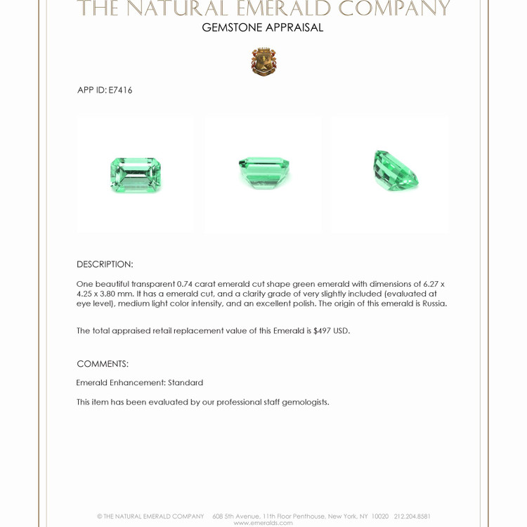 0.74 Ct. Emerald from Russia