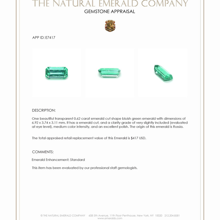 0.62 Ct. Emerald from Russia